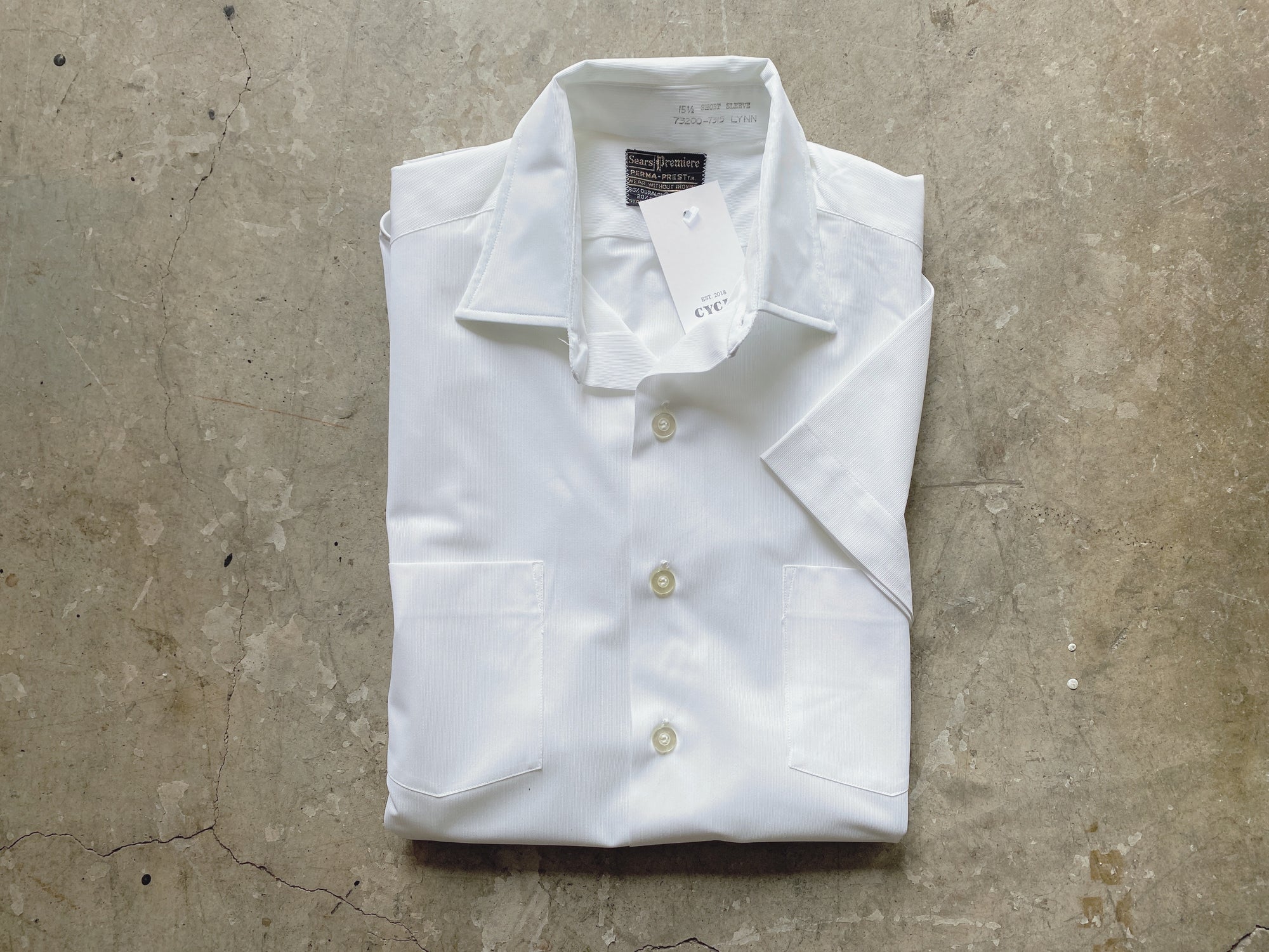 1970s White Sears Short Sleeve Button Down
