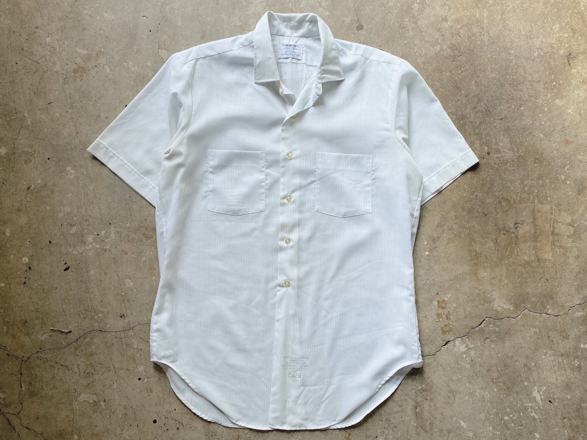 1970s Blue Stripe Arrow Short Sleeve Button Down