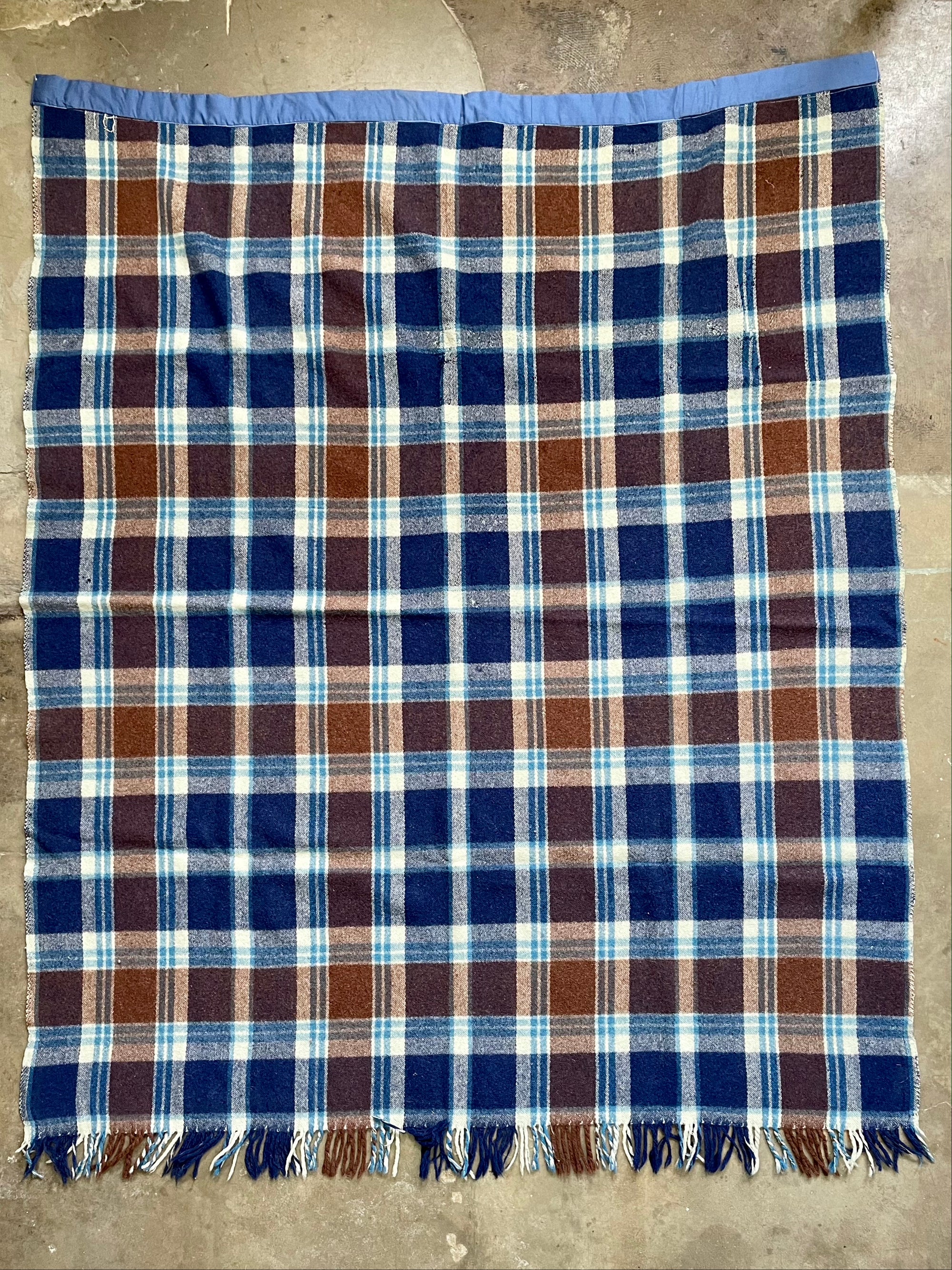 Vintage Blue Plaid Blanket