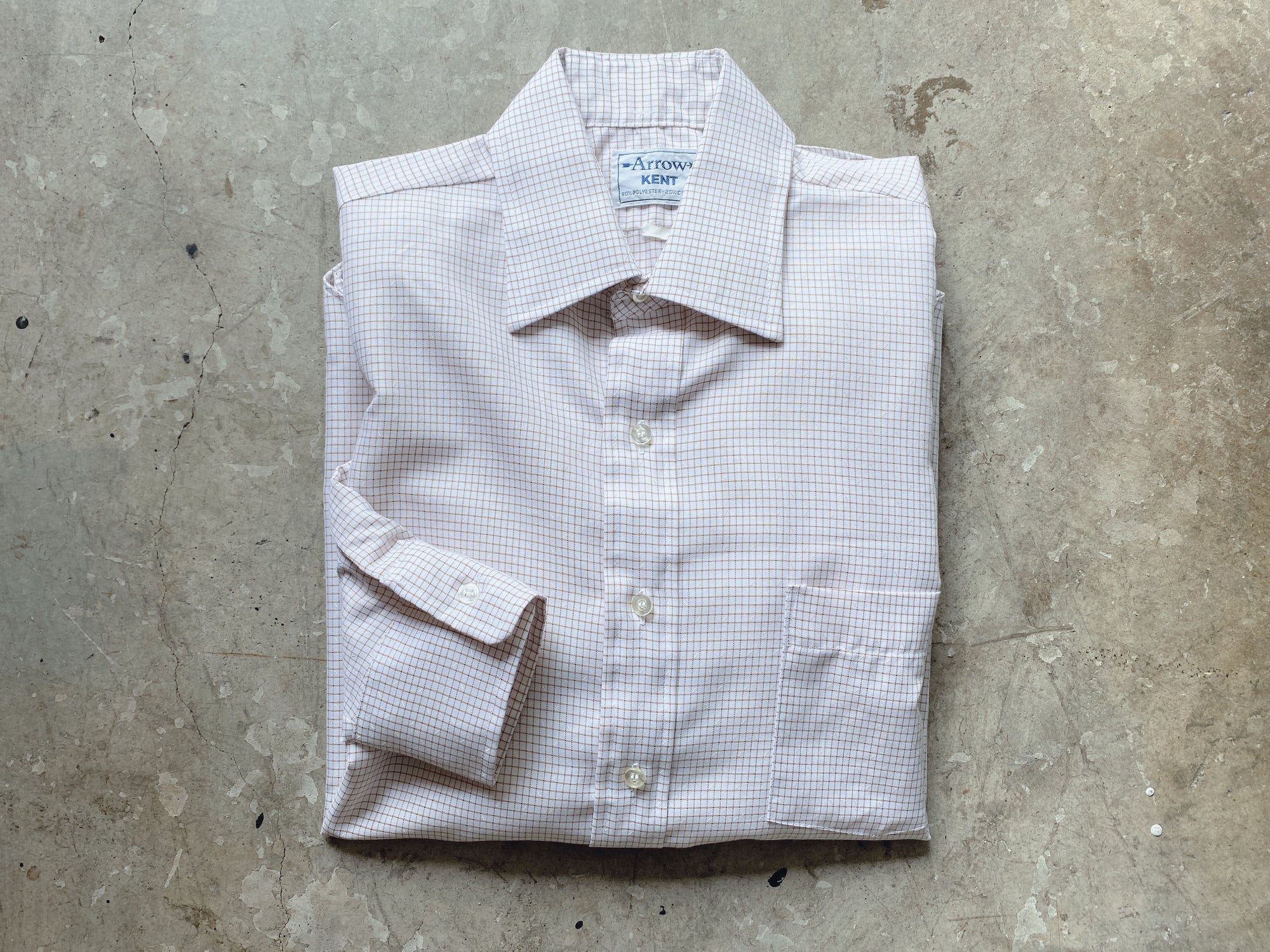 1970s Brown Plaid Arrow Kent Button Down