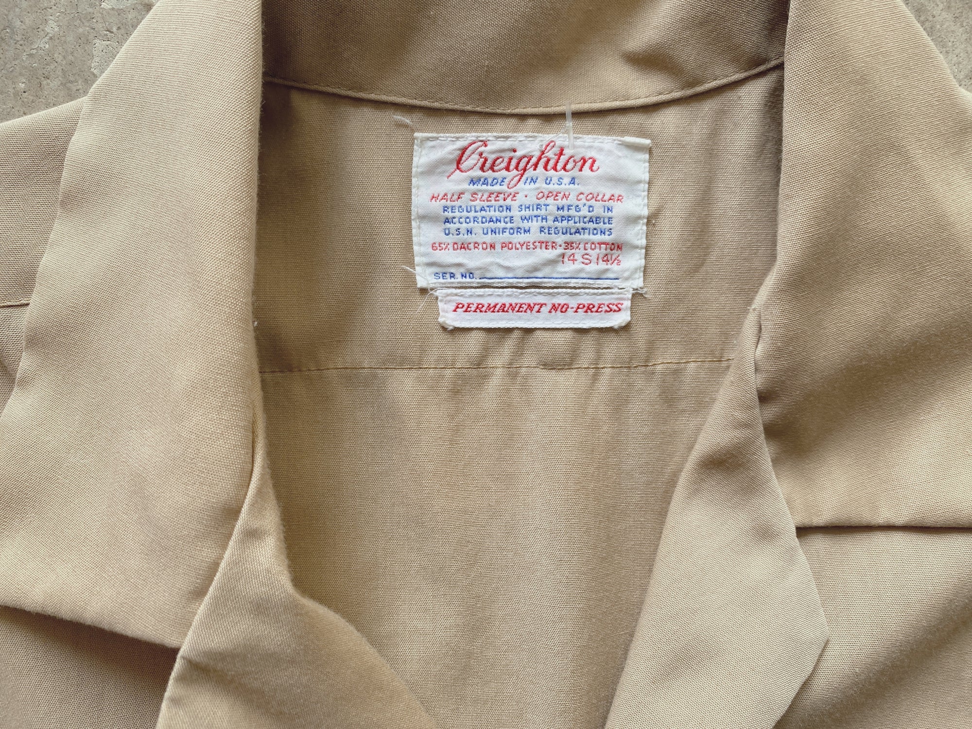 1950s Military Khaki Short Sleeve Button Down