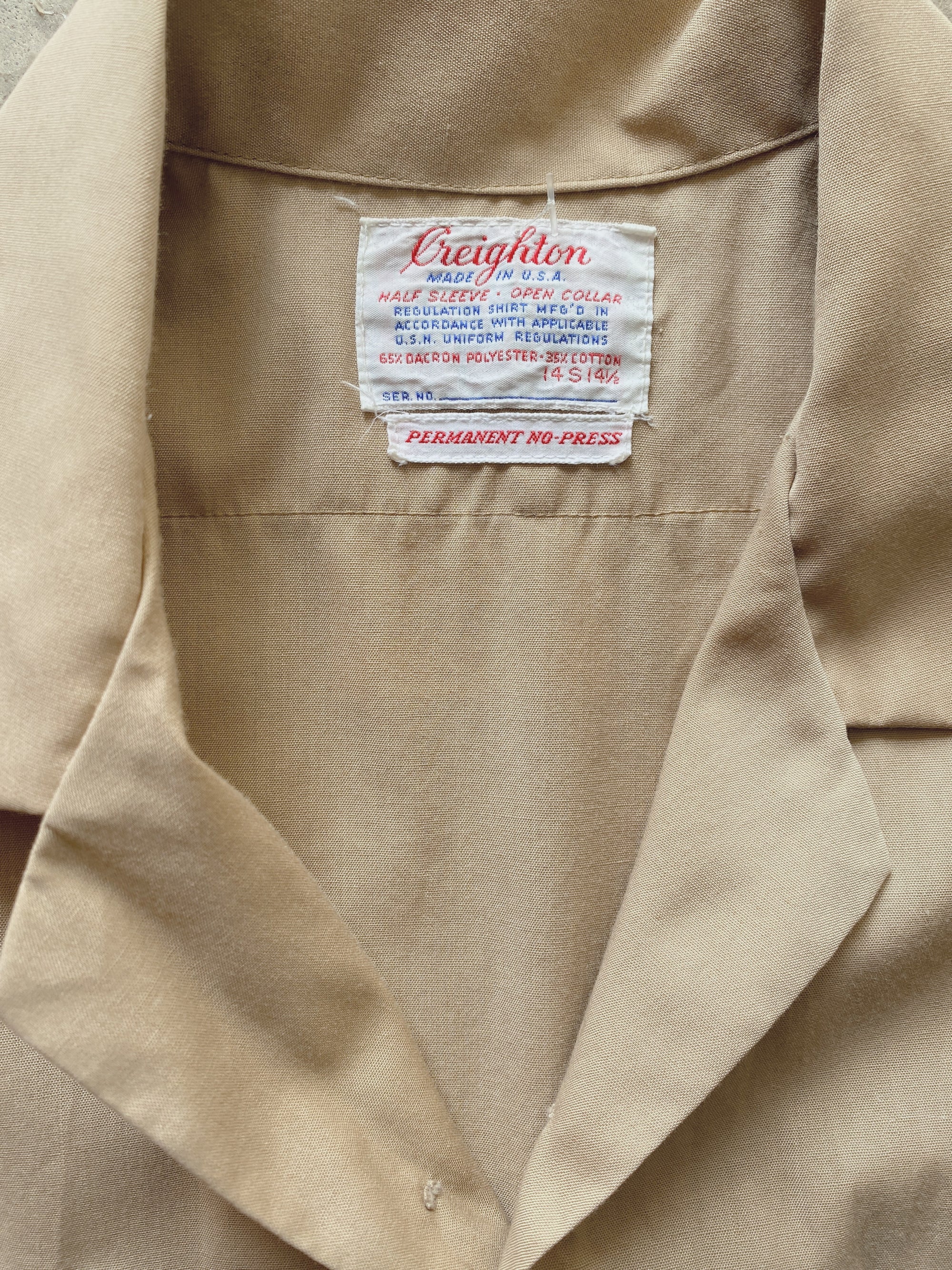 1950s Military Khaki Short Sleeve Button Down