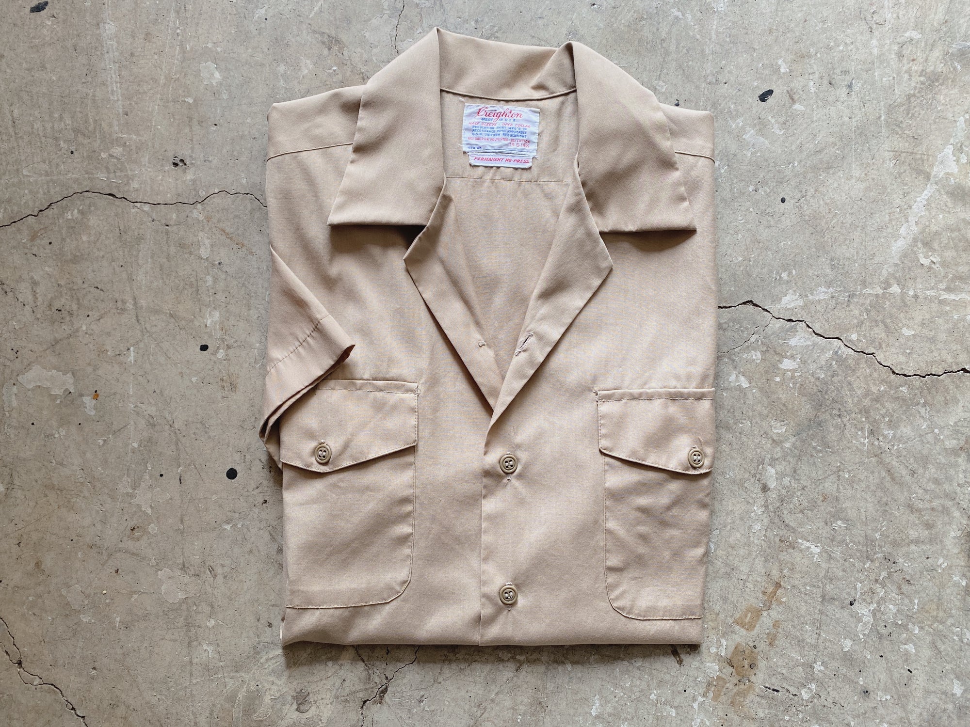 1950s Military Khaki Short Sleeve Button Down