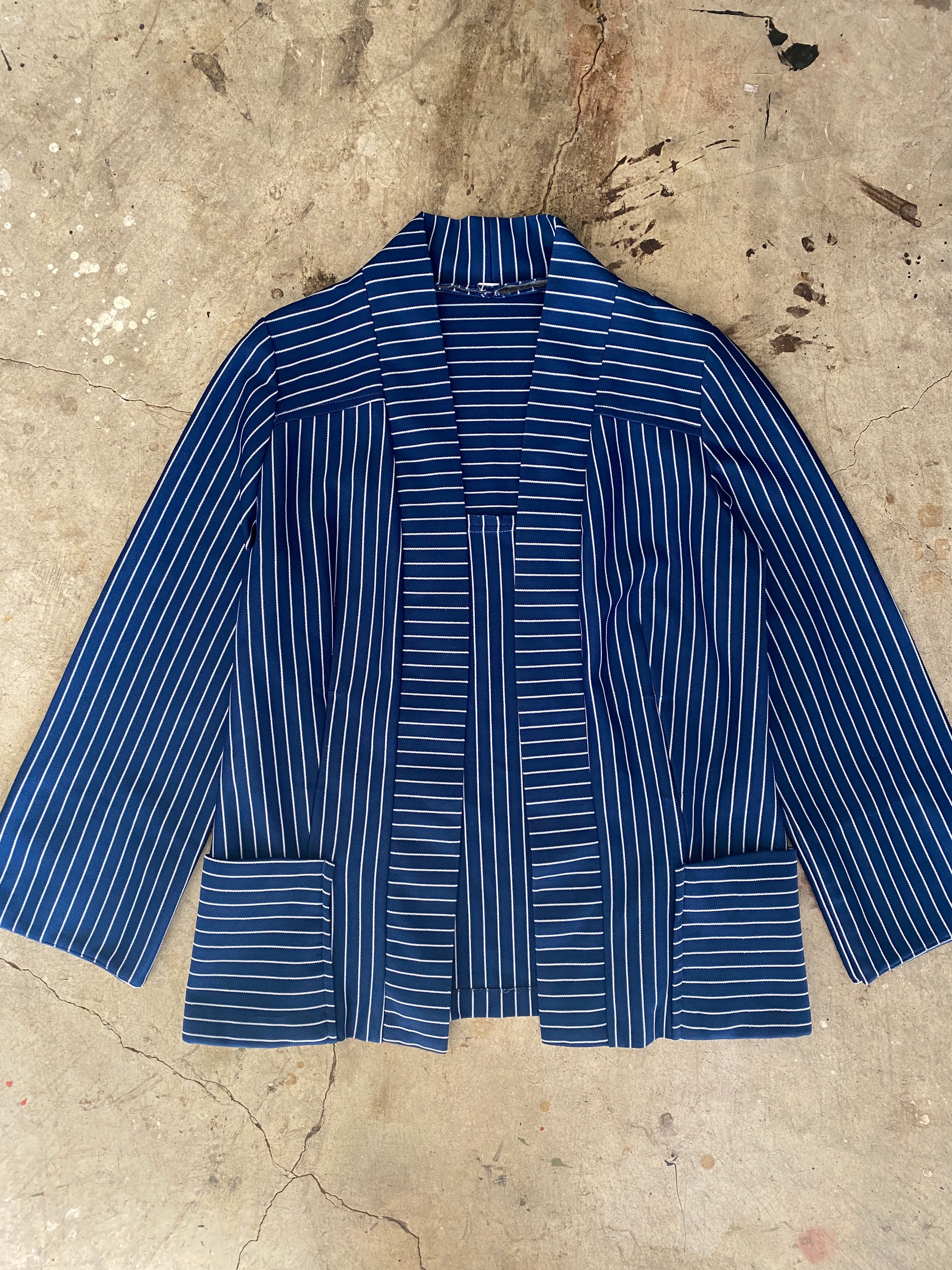 Vintage Blue/White Stripe Kimono Jacket