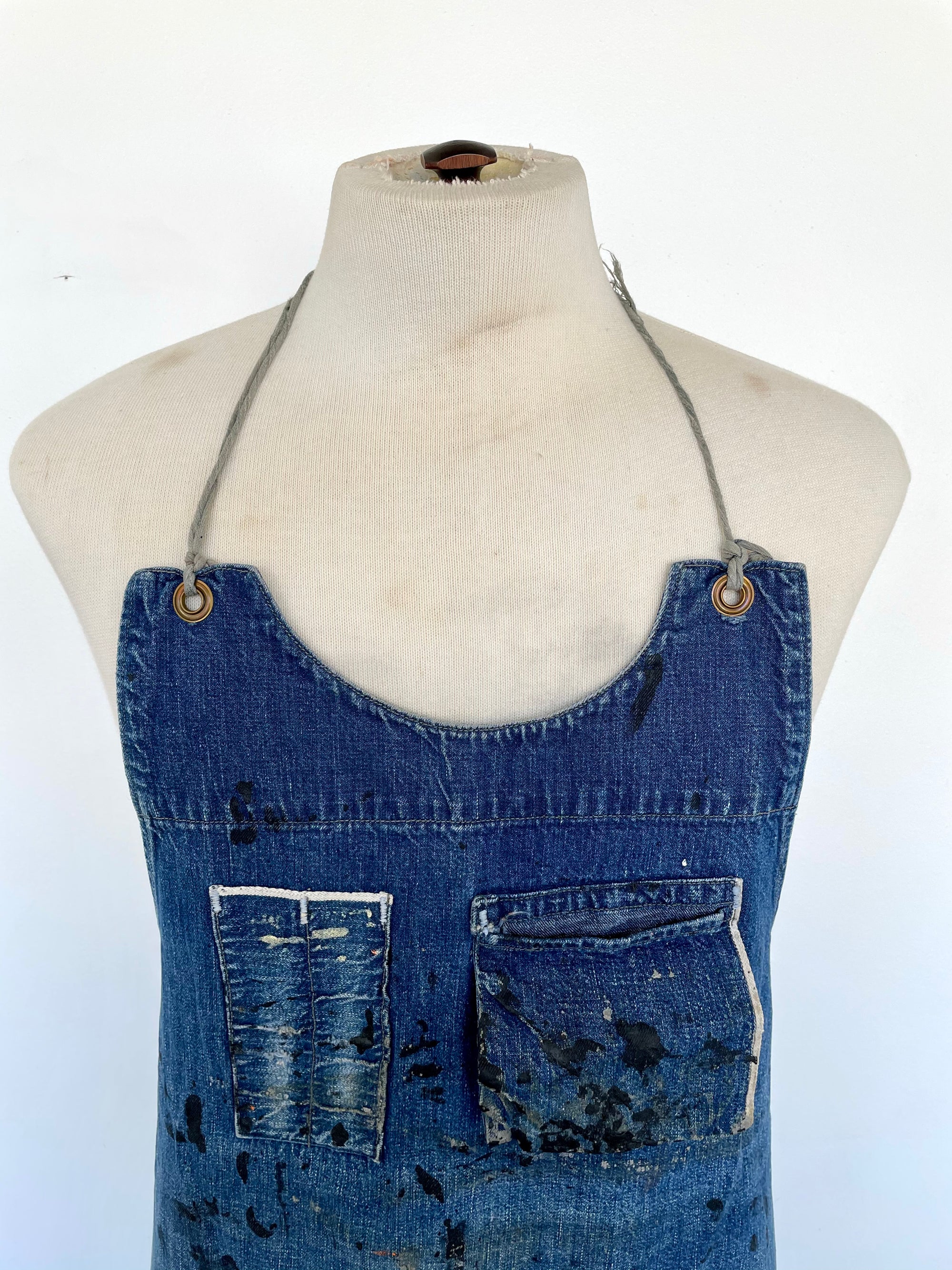 Vintage Paint Splattered Denim Apron