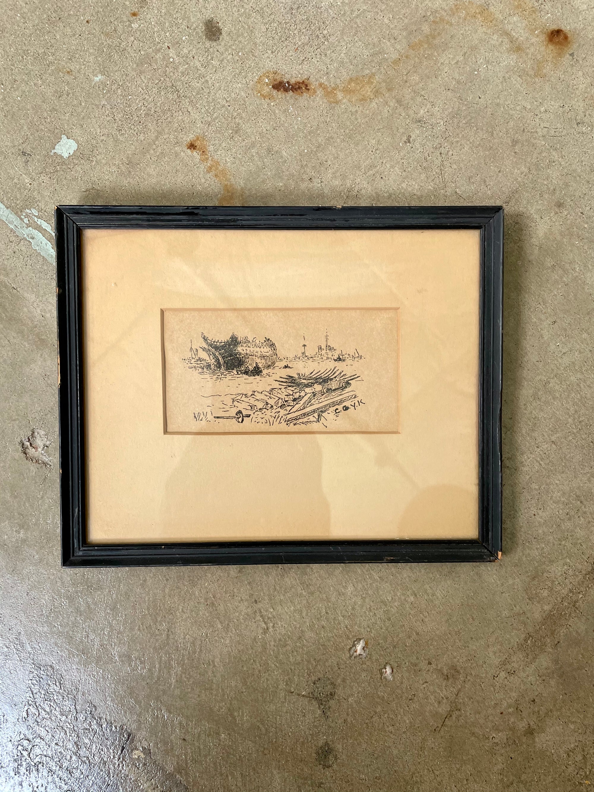 Vintage Framed Shipwreck