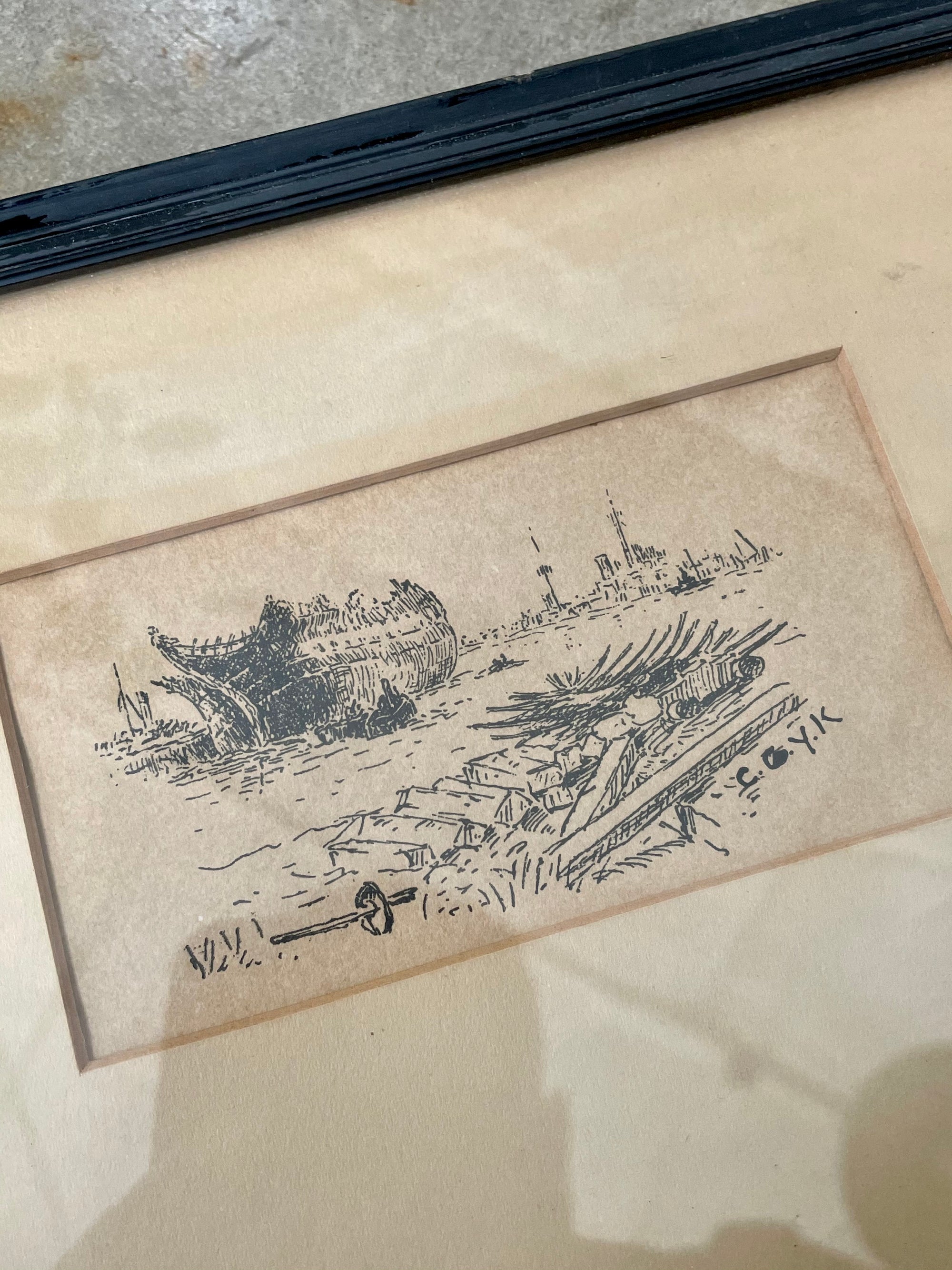 Vintage Framed Shipwreck