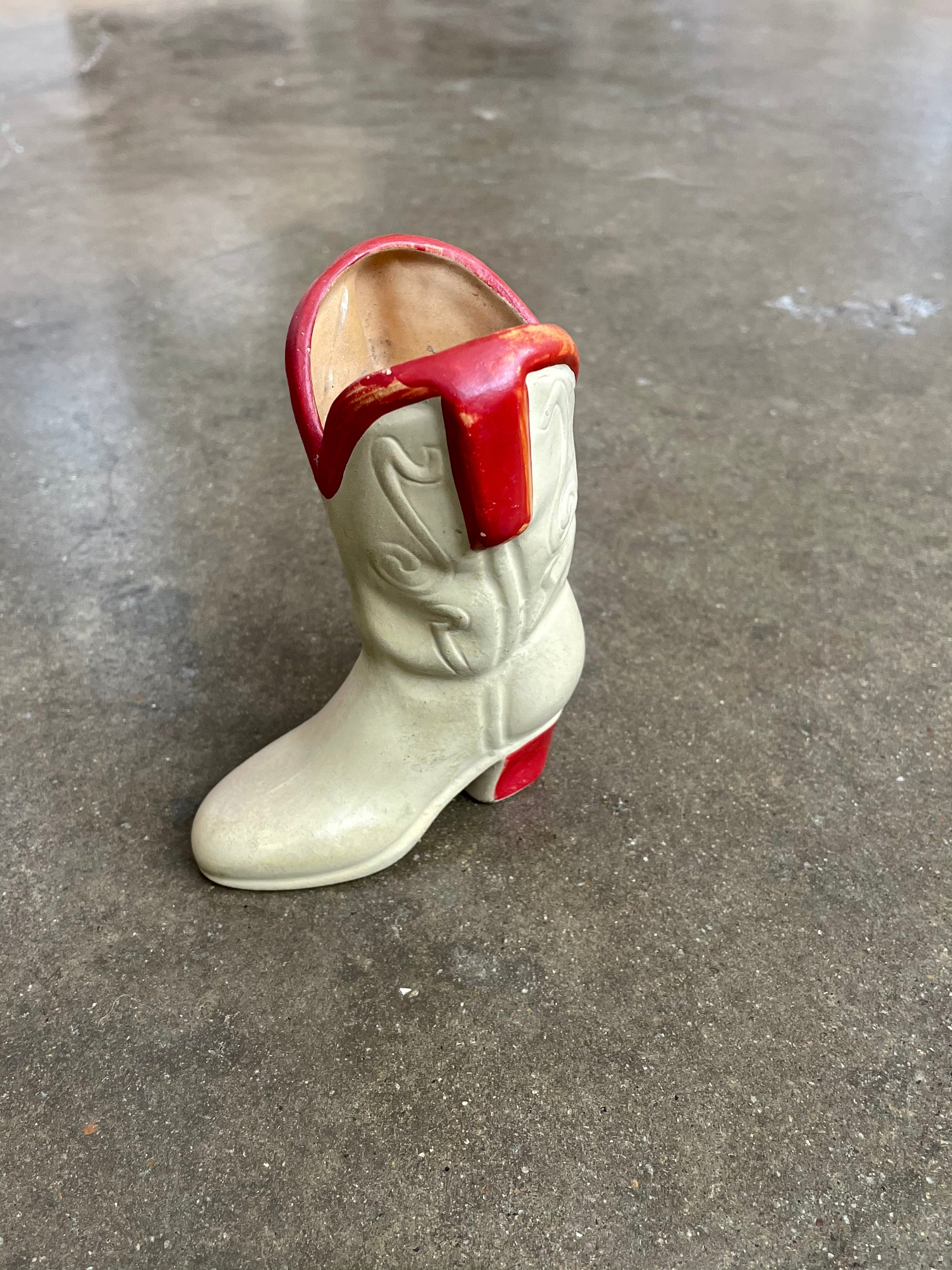 Vintage Tan Ceramic Cowboy Boot
