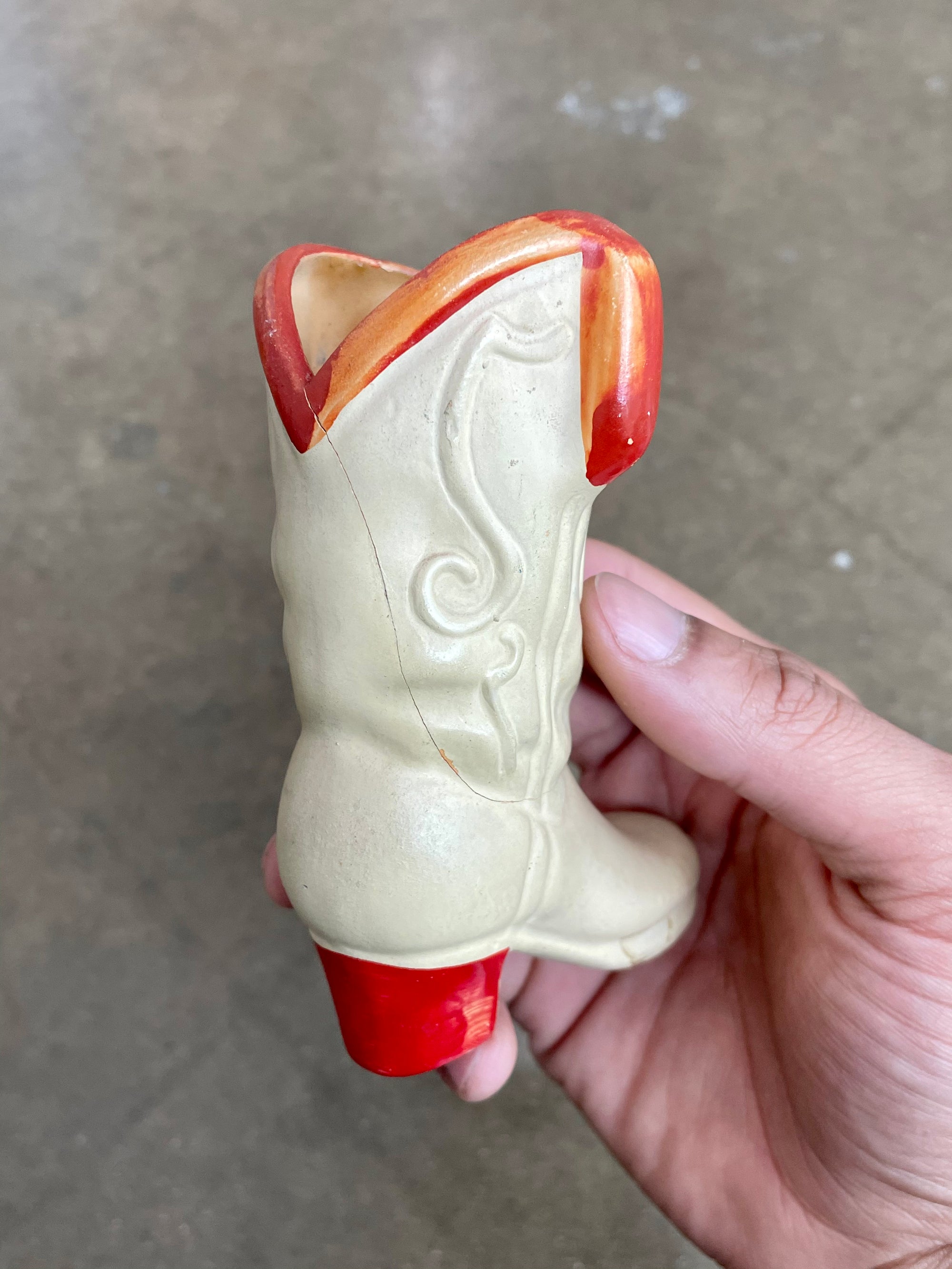 Vintage Tan Ceramic Cowboy Boot