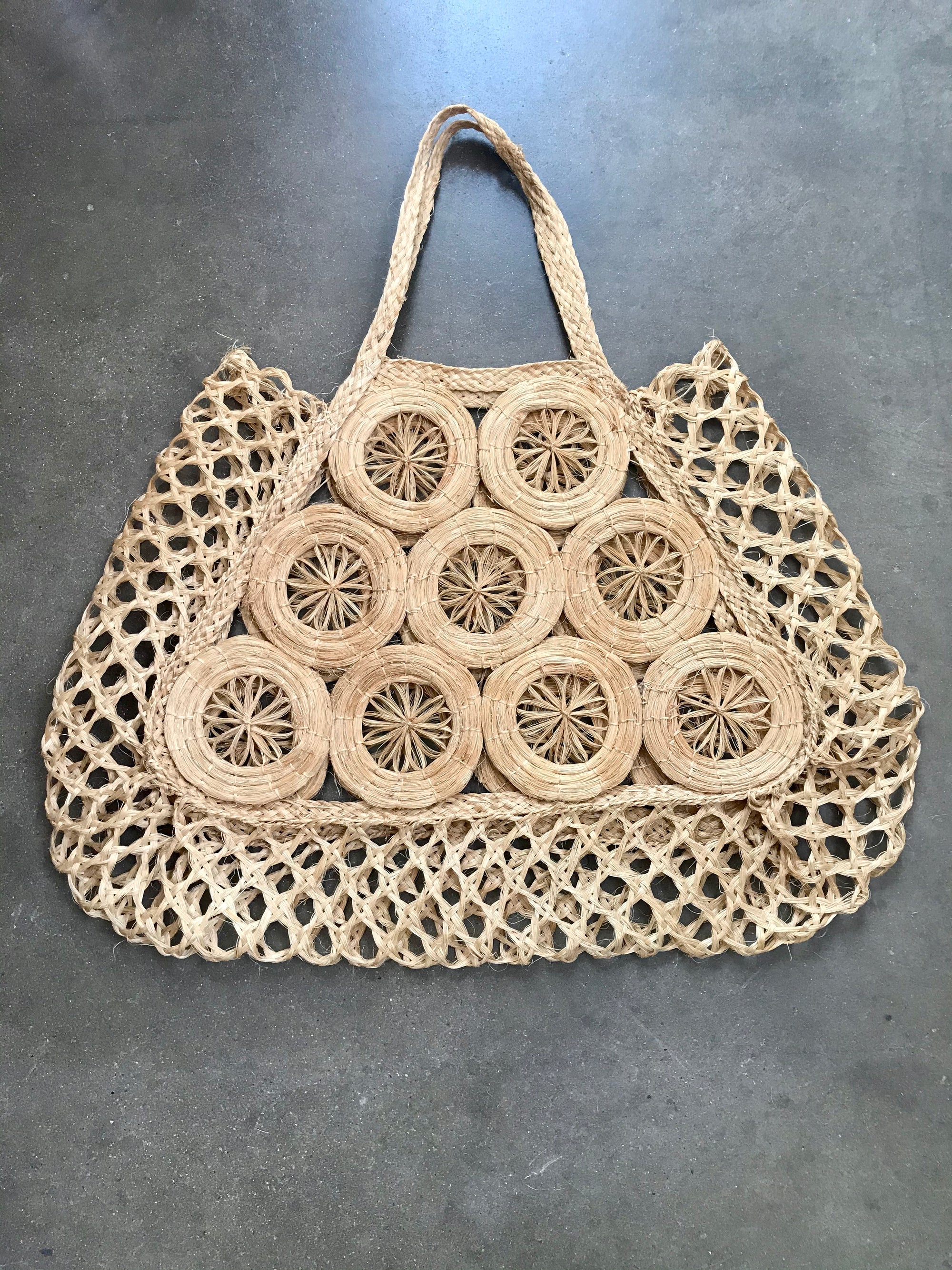 Vintage Hand-Woven Straw Tote