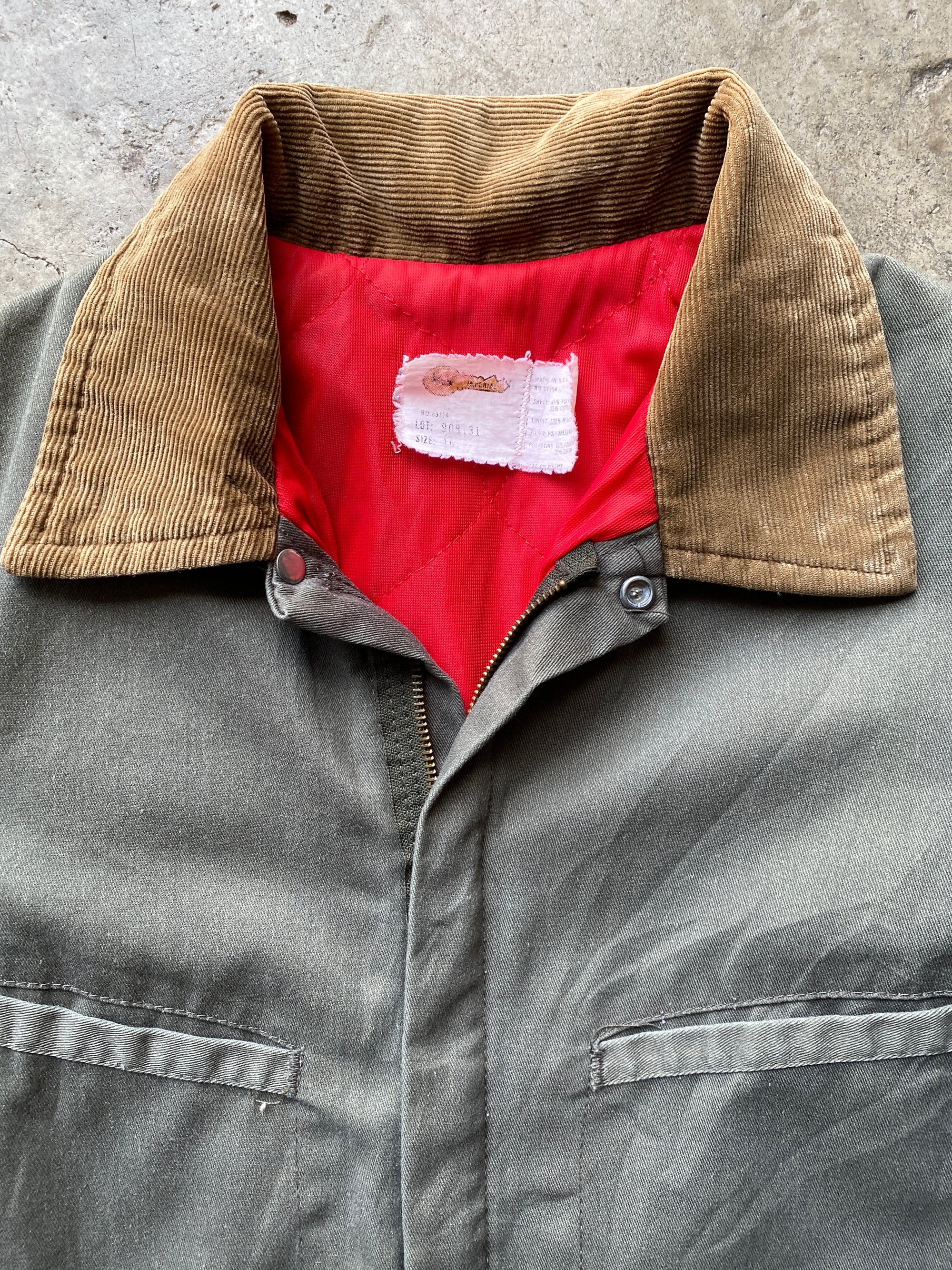 Olive Coverall With Red Lining