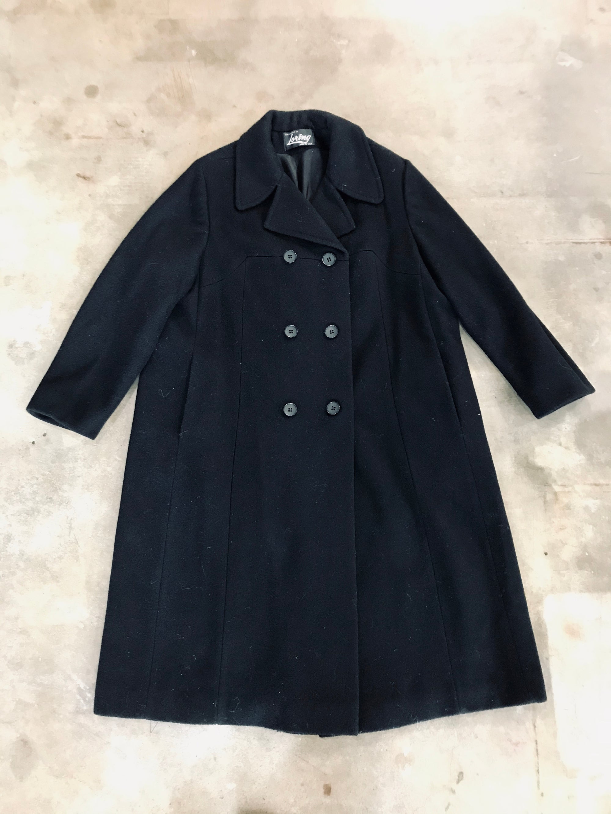 Black Cashmere Long Pea Coat