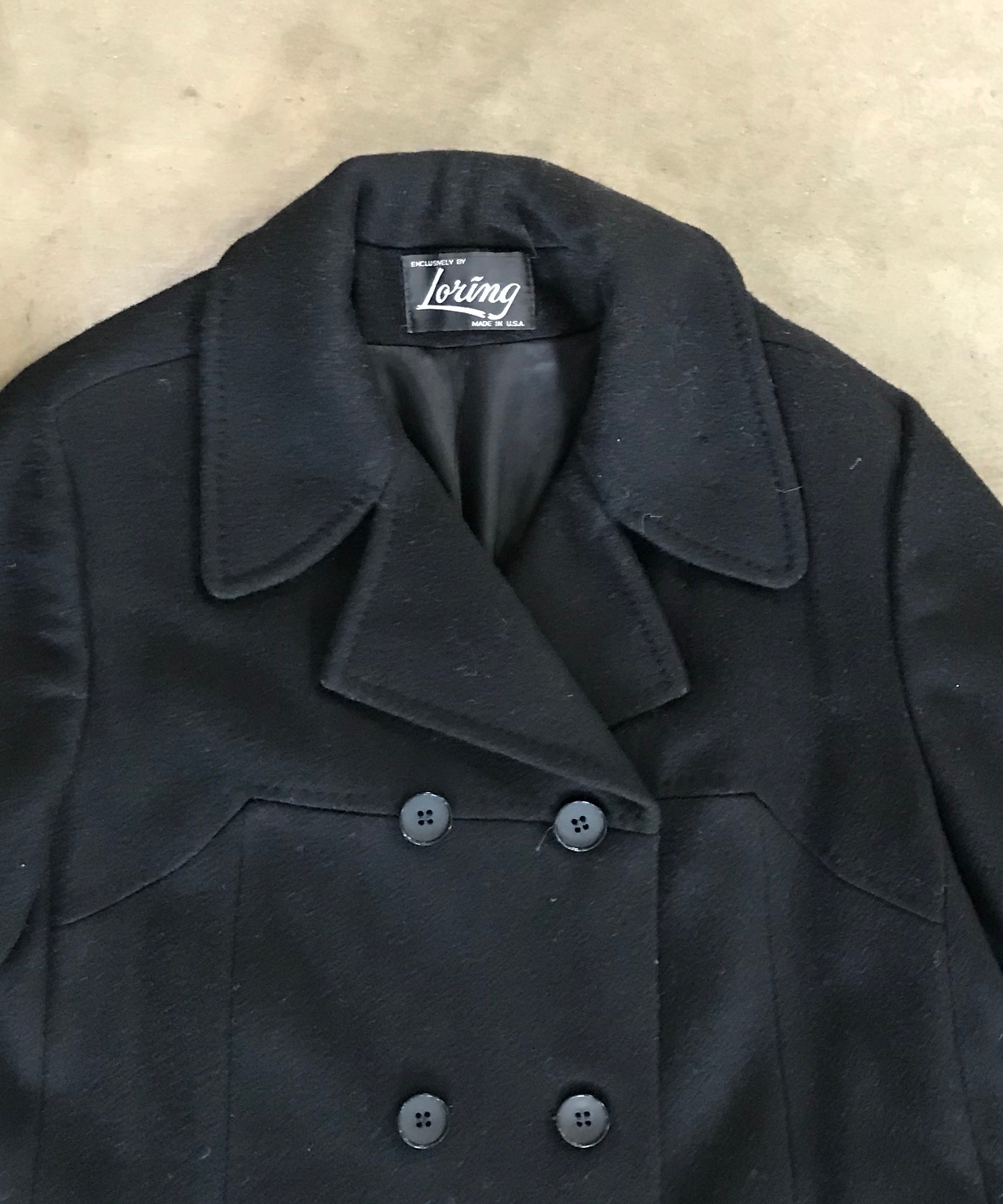 Black Cashmere Long Pea Coat