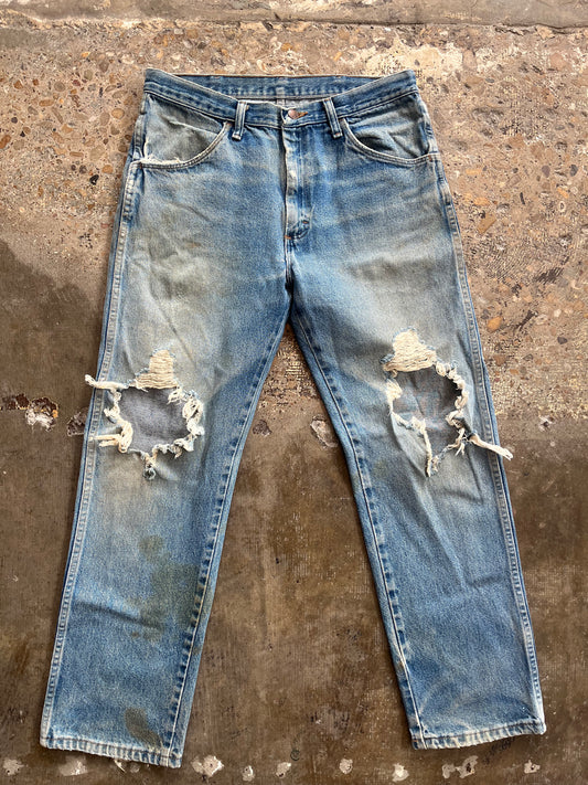 Light Wash Distressed Rustler Jeans