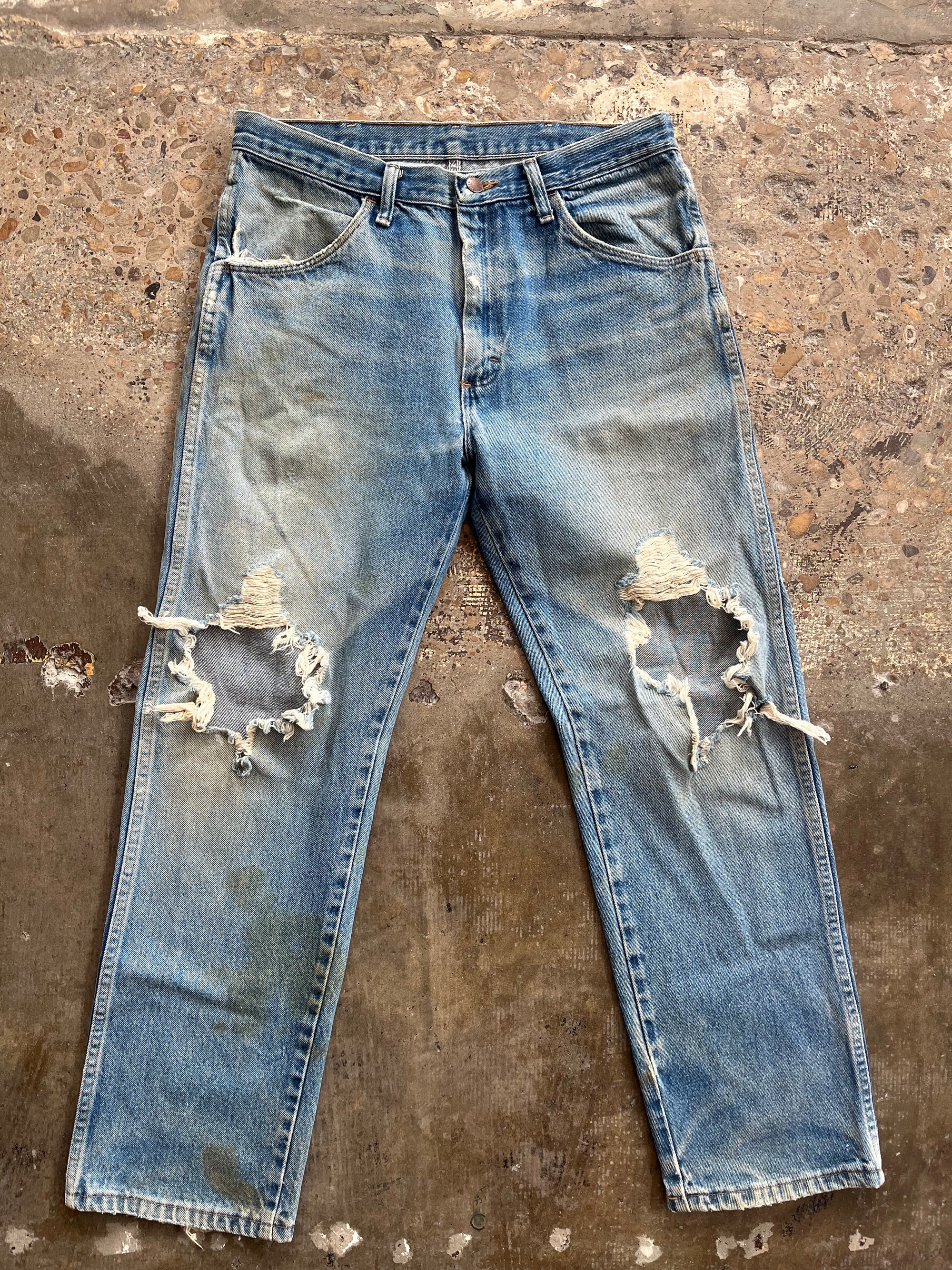 Light Wash Distressed Rustler Jeans