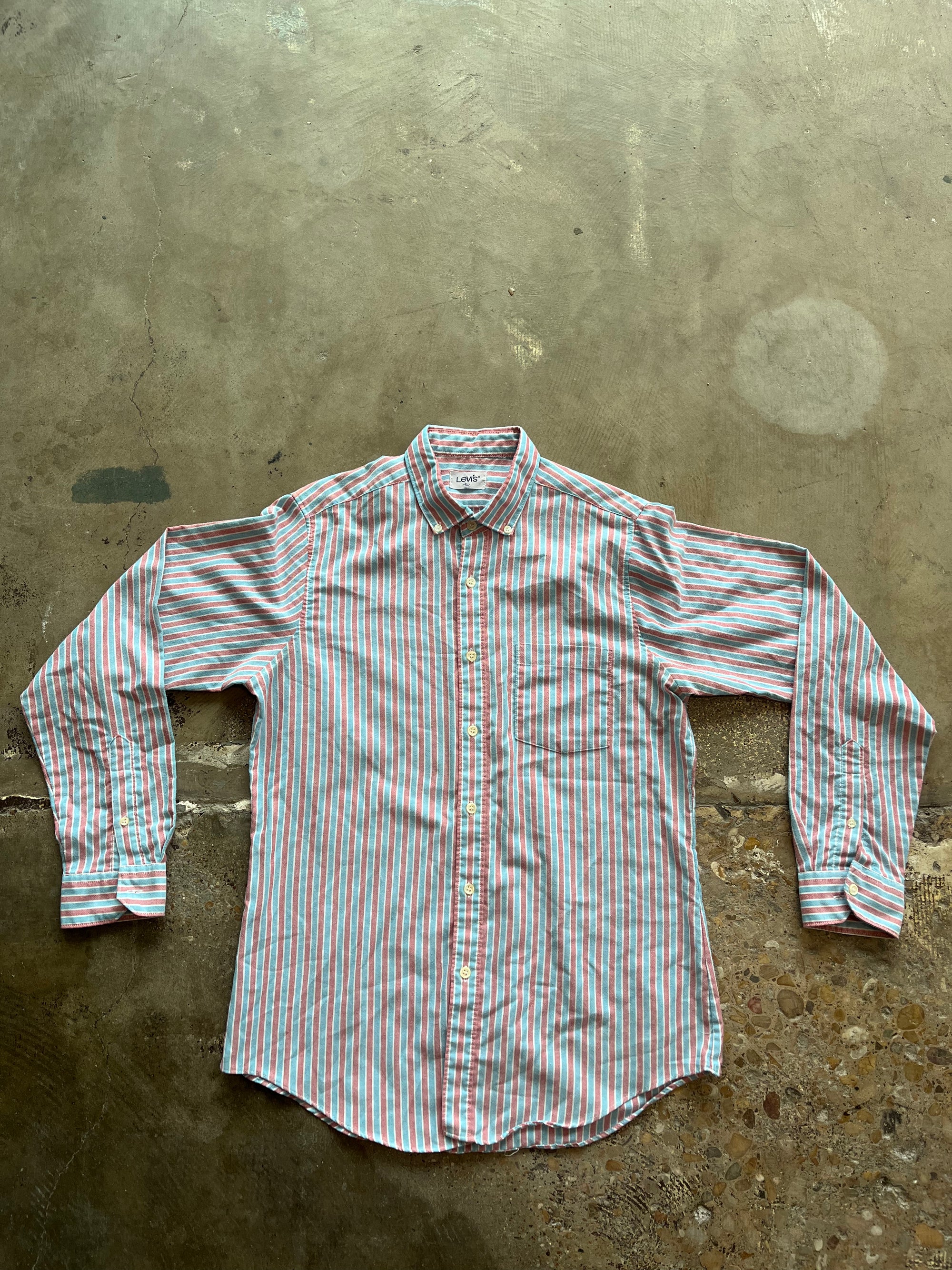 Levi Blue and Red Striped Button Down