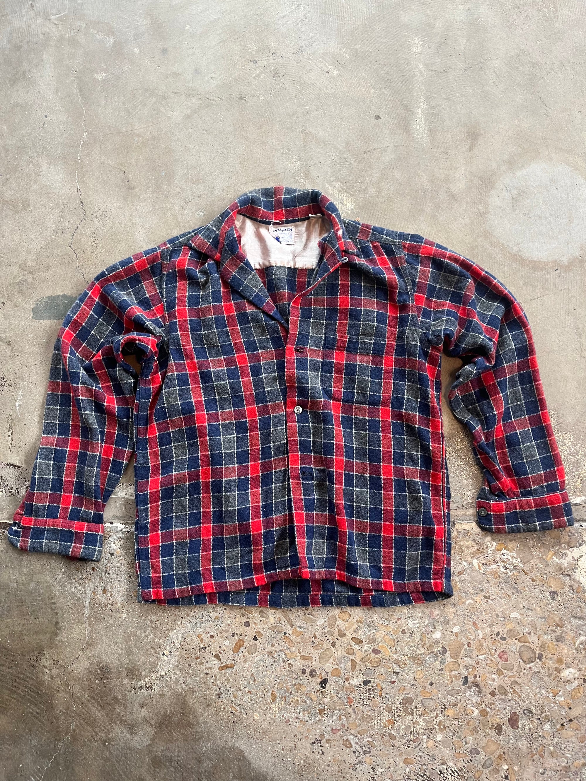 Sears Navy and Red Flannel Shirt