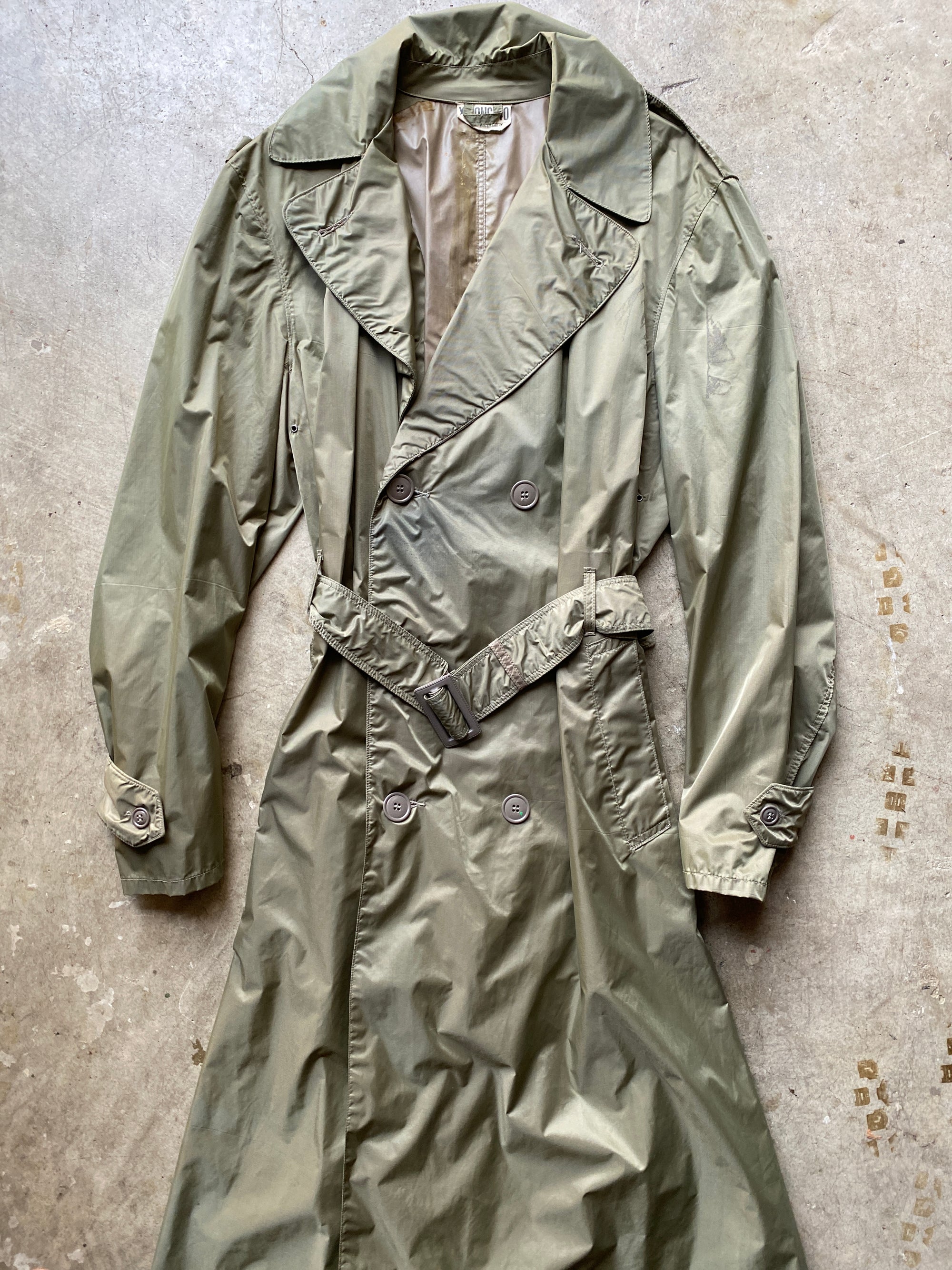 Olive Military Issue Rain Trench Coat
