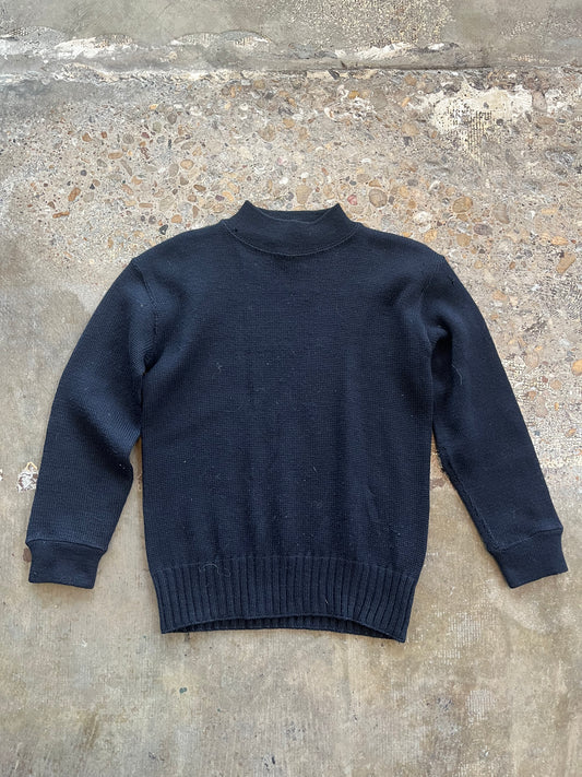 Military Black Mock Neck Sweater