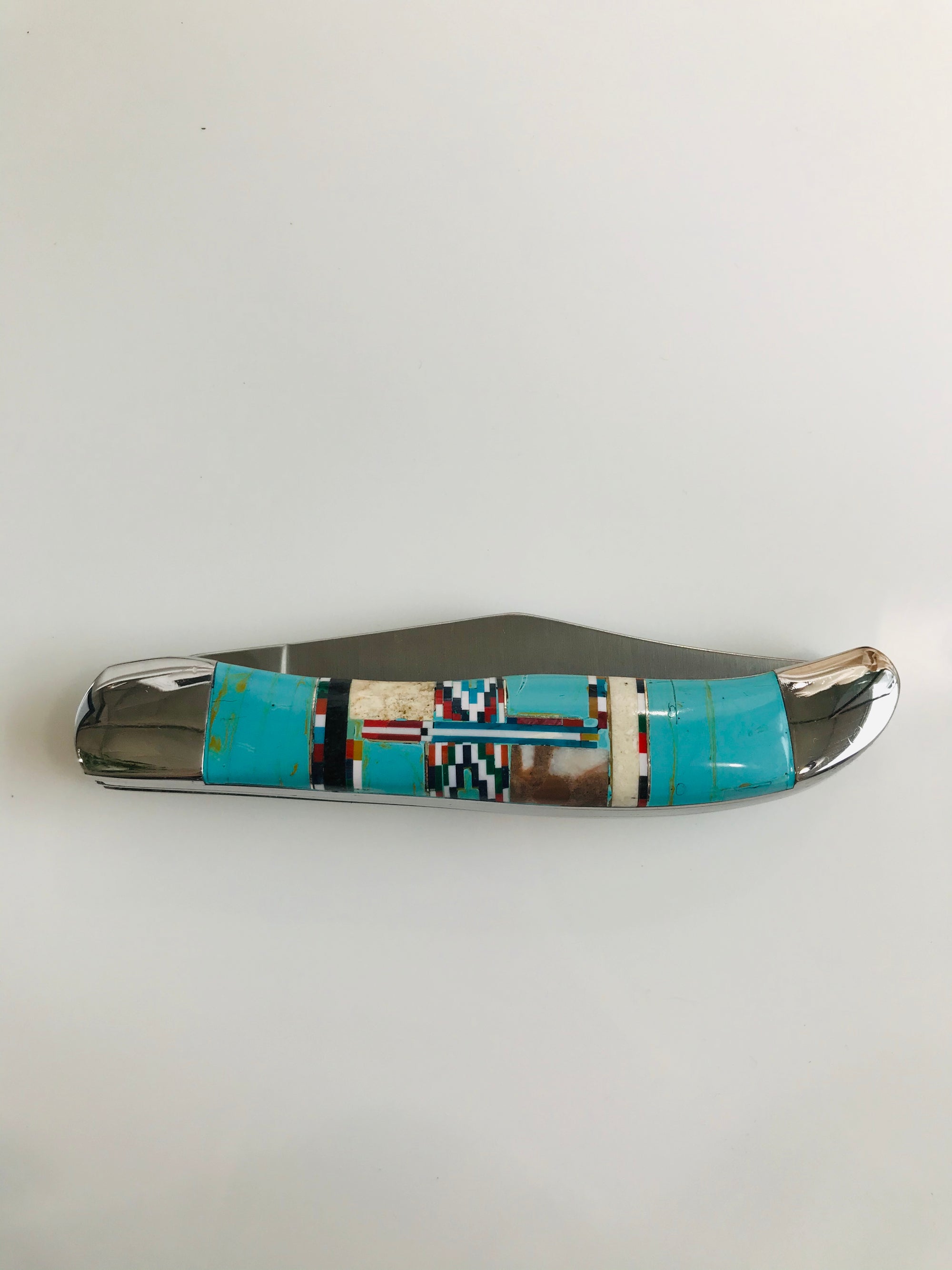 Custom Turquoise Inlaid Handle Knife