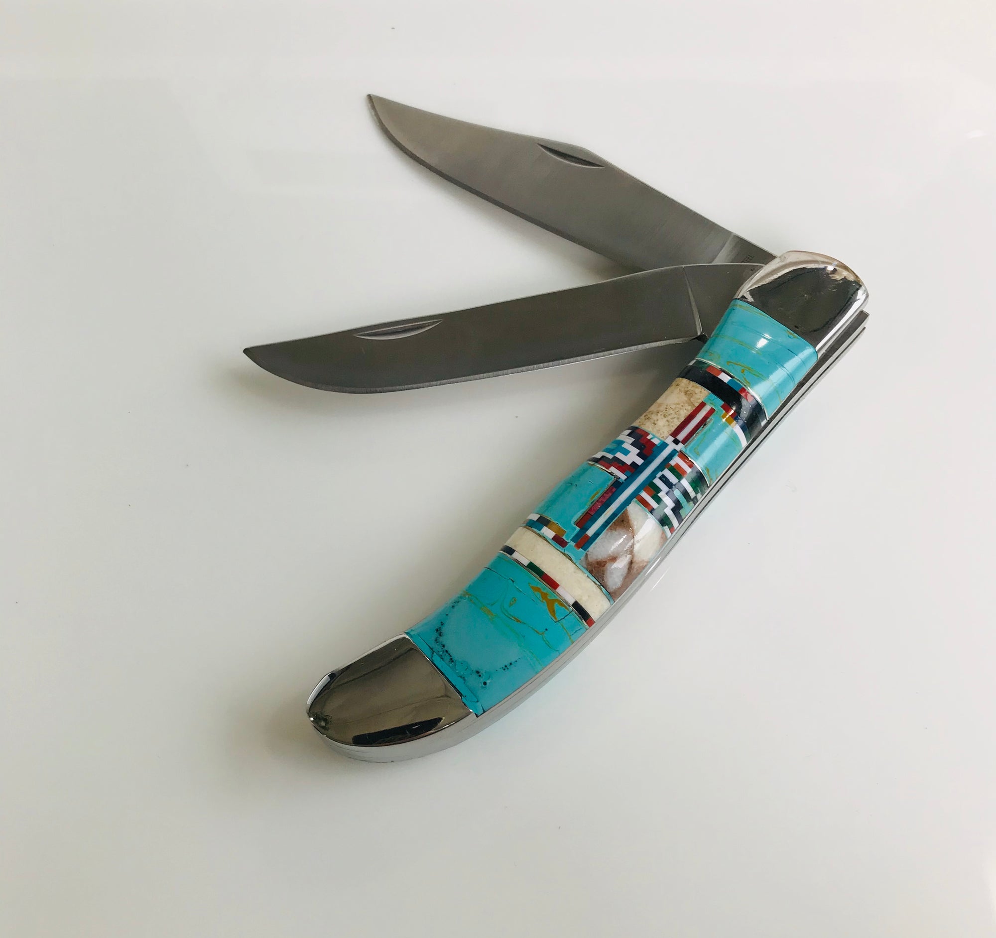 Custom Turquoise Inlaid Handle Knife