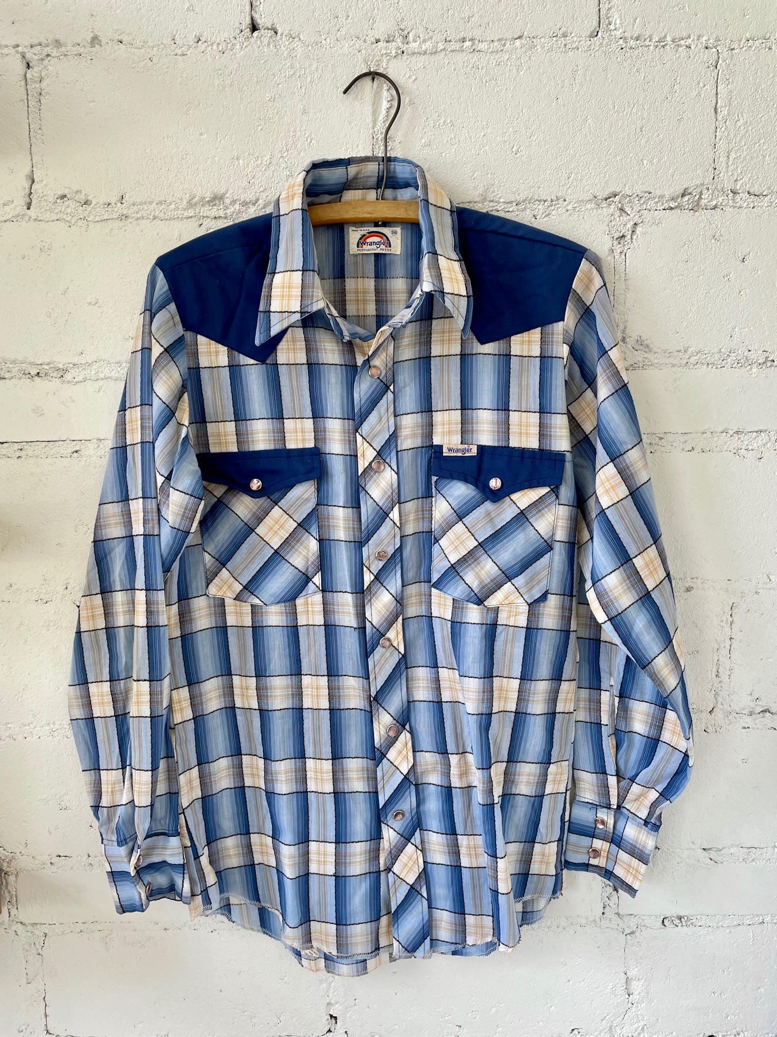 Vintage Navy Wrangler Pearl Snap