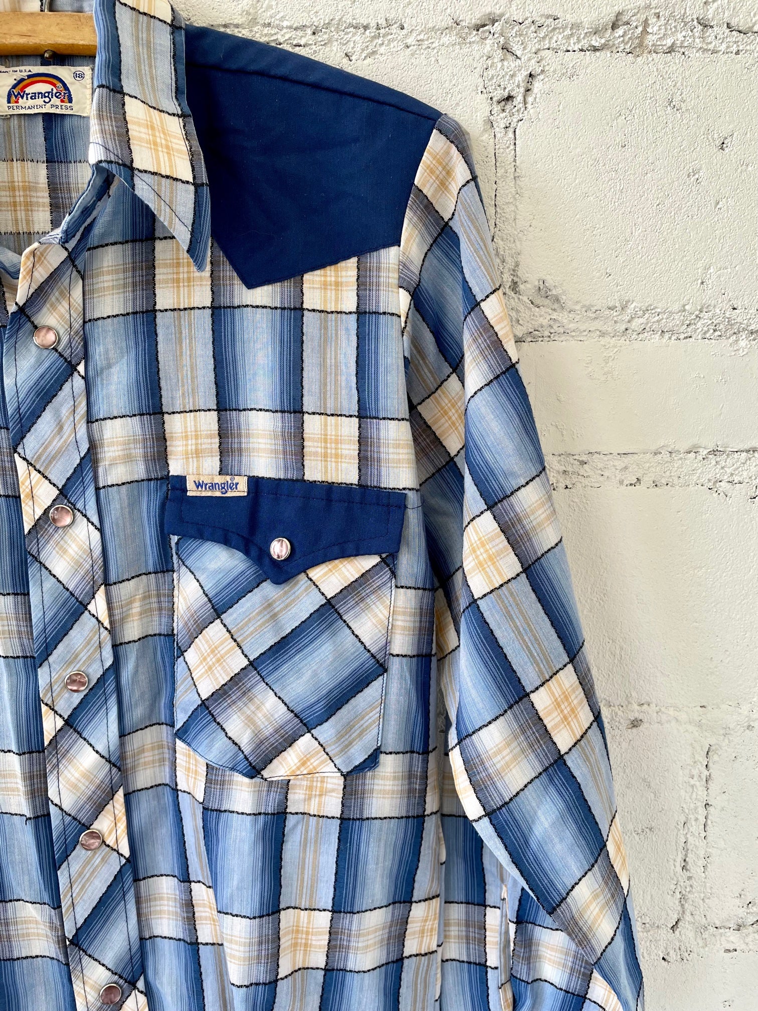 Vintage Navy Wrangler Pearl Snap