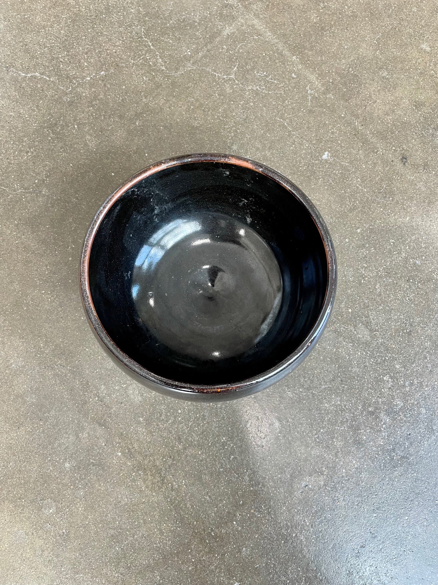 Vintage Hand Thrown Black Ceramic Bowl