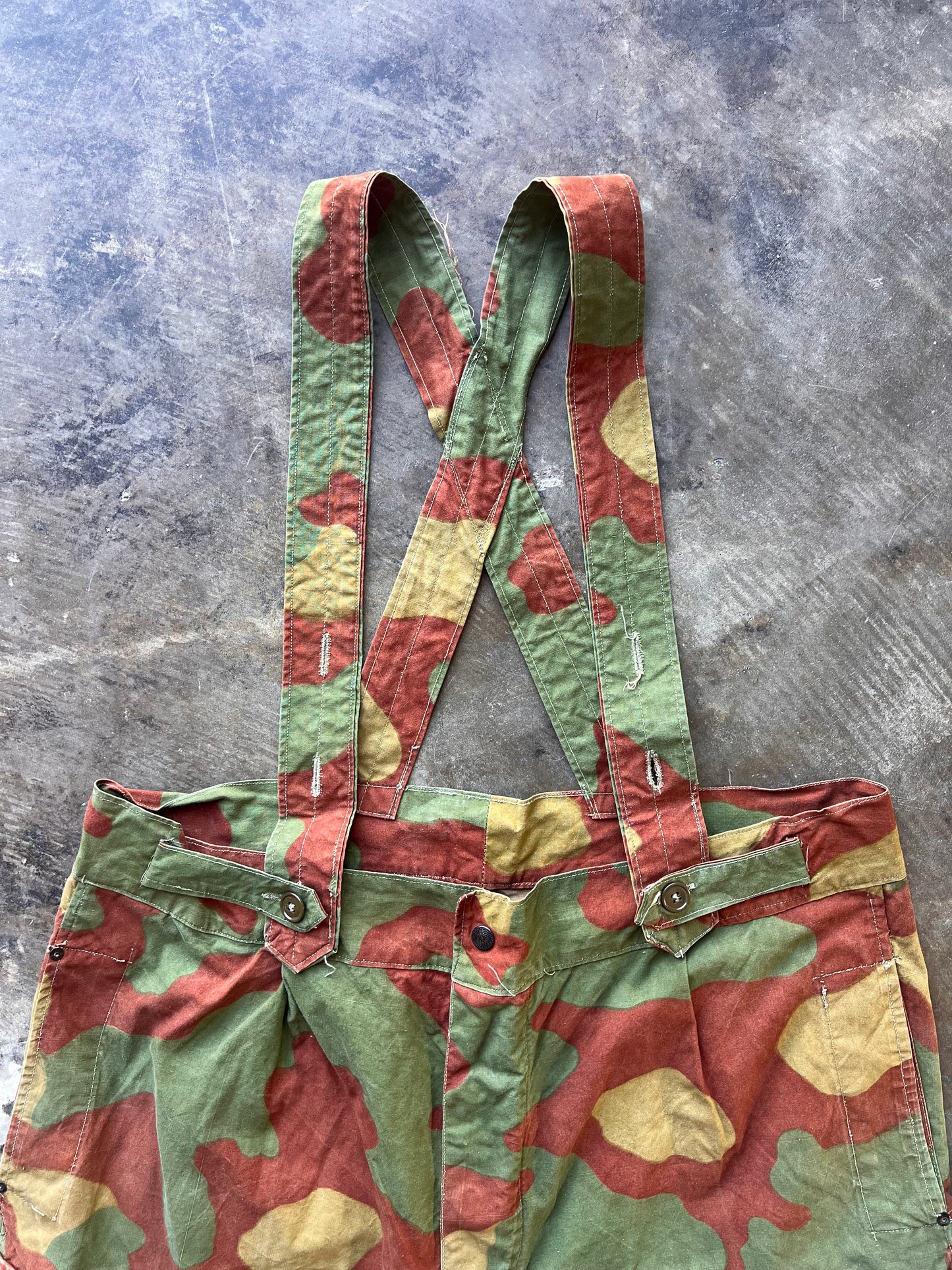Vintage Bold Camo Pants with Suspenders
