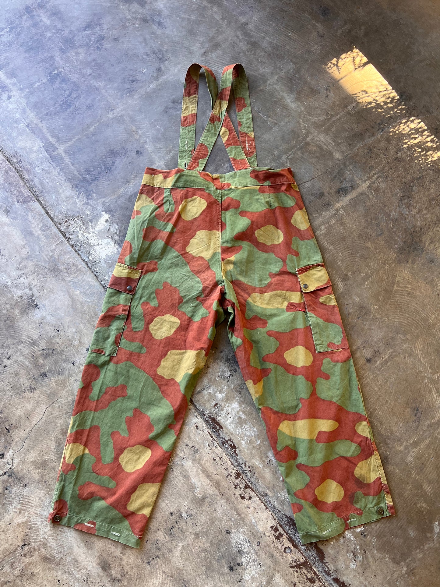 Vintage Bold Camo Pants with Suspenders