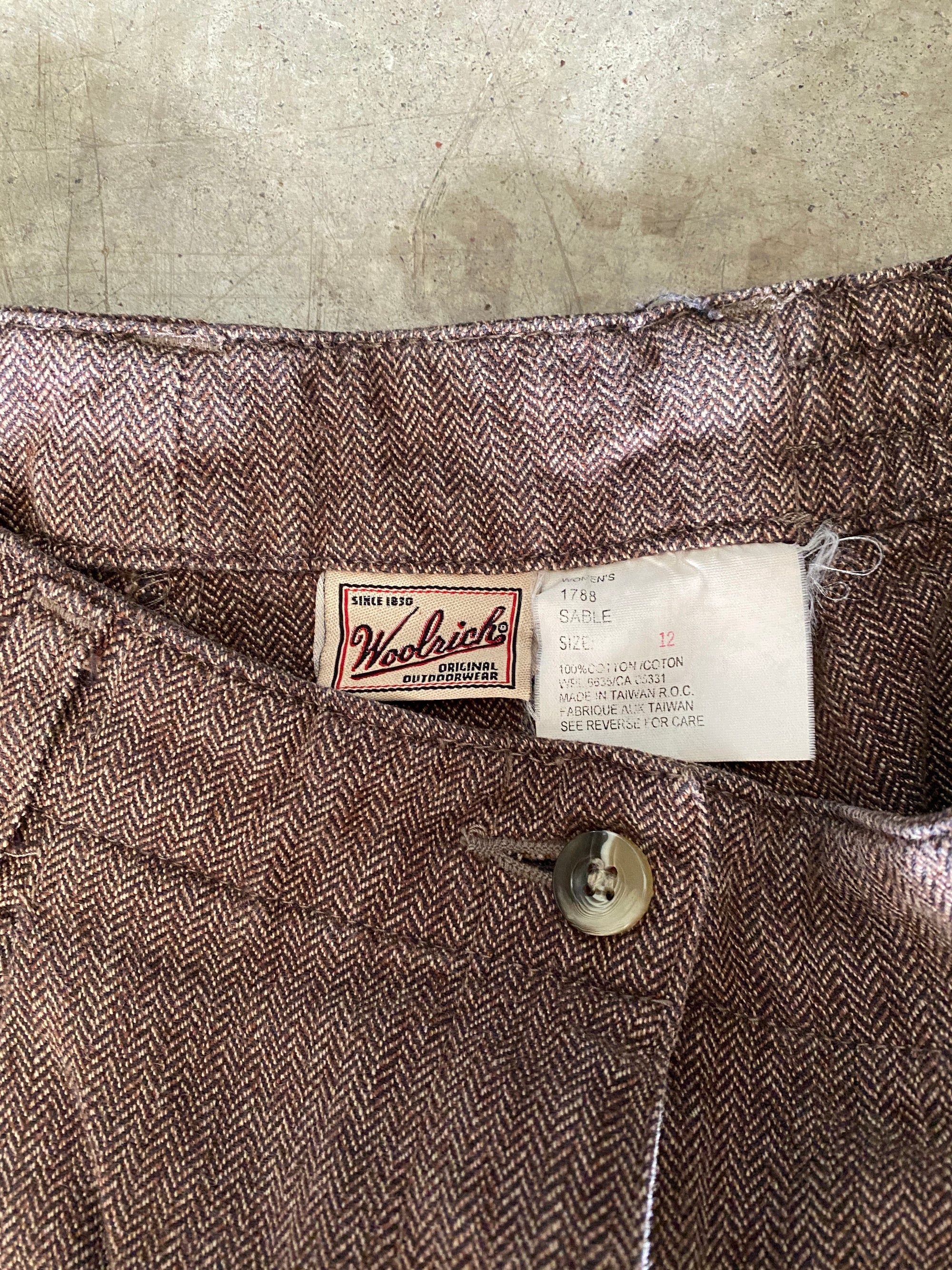 Vintage Brown Herringbone Woolrich Trousers