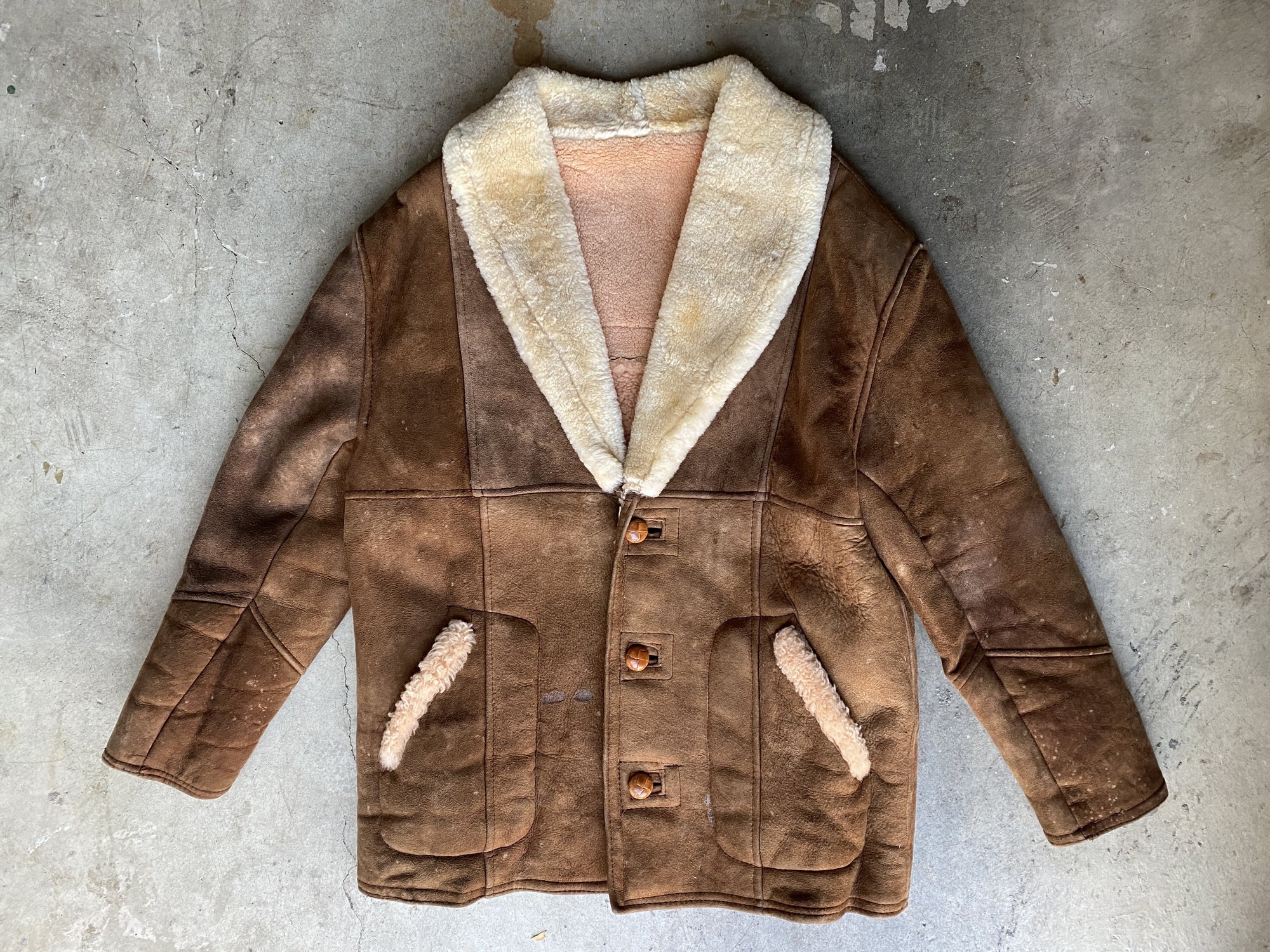 Brown Sherpa Lined Suede Coat