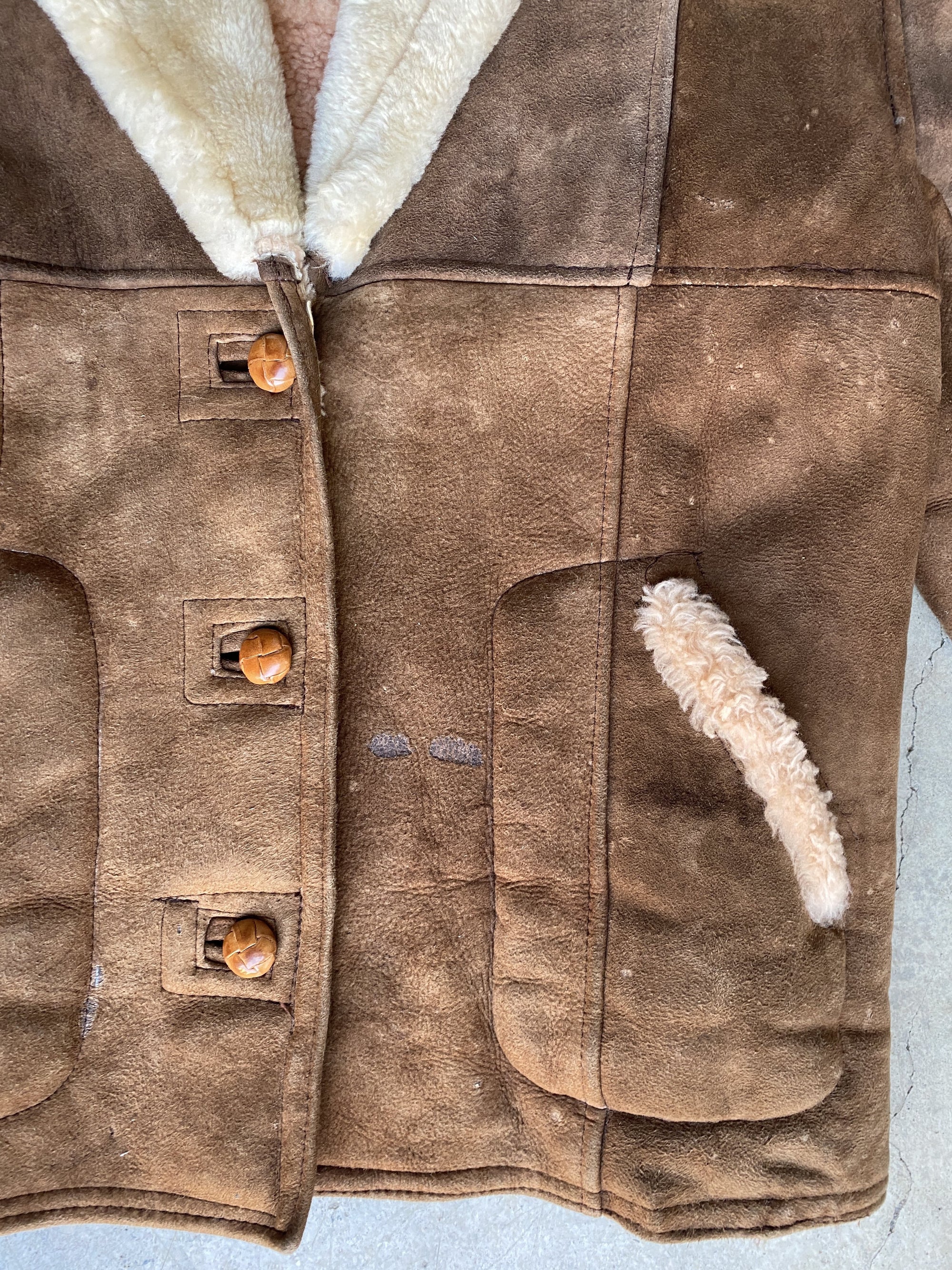 Brown Sherpa Lined Suede Coat