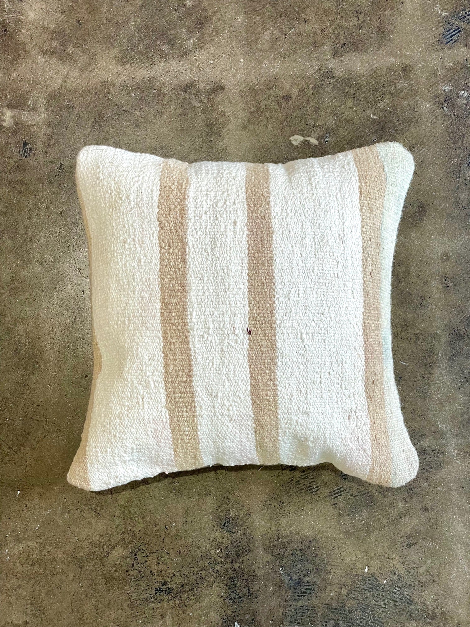 Vintage Striped White & Tan Pillow