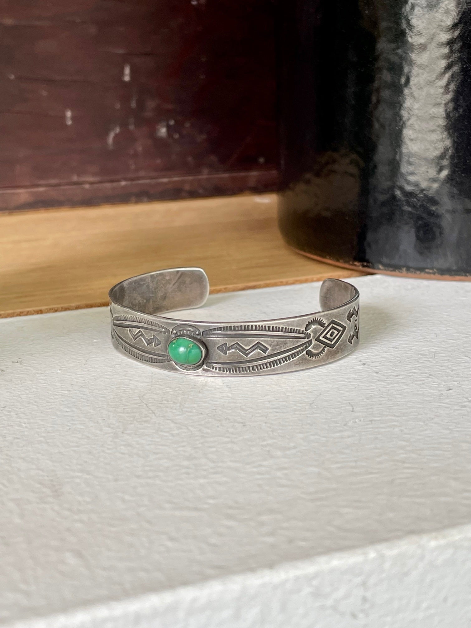 Vintage Engraved Turquoise Cuff