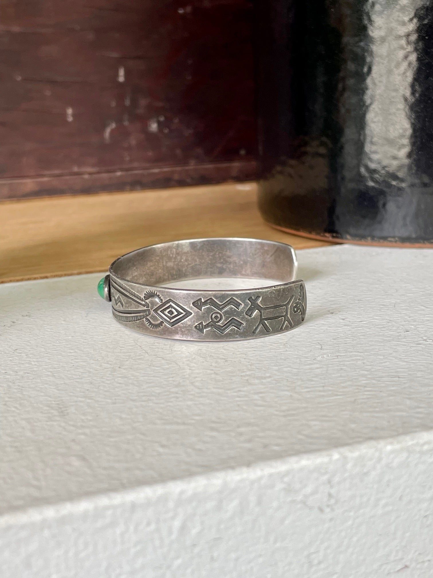 Vintage Engraved Turquoise Cuff