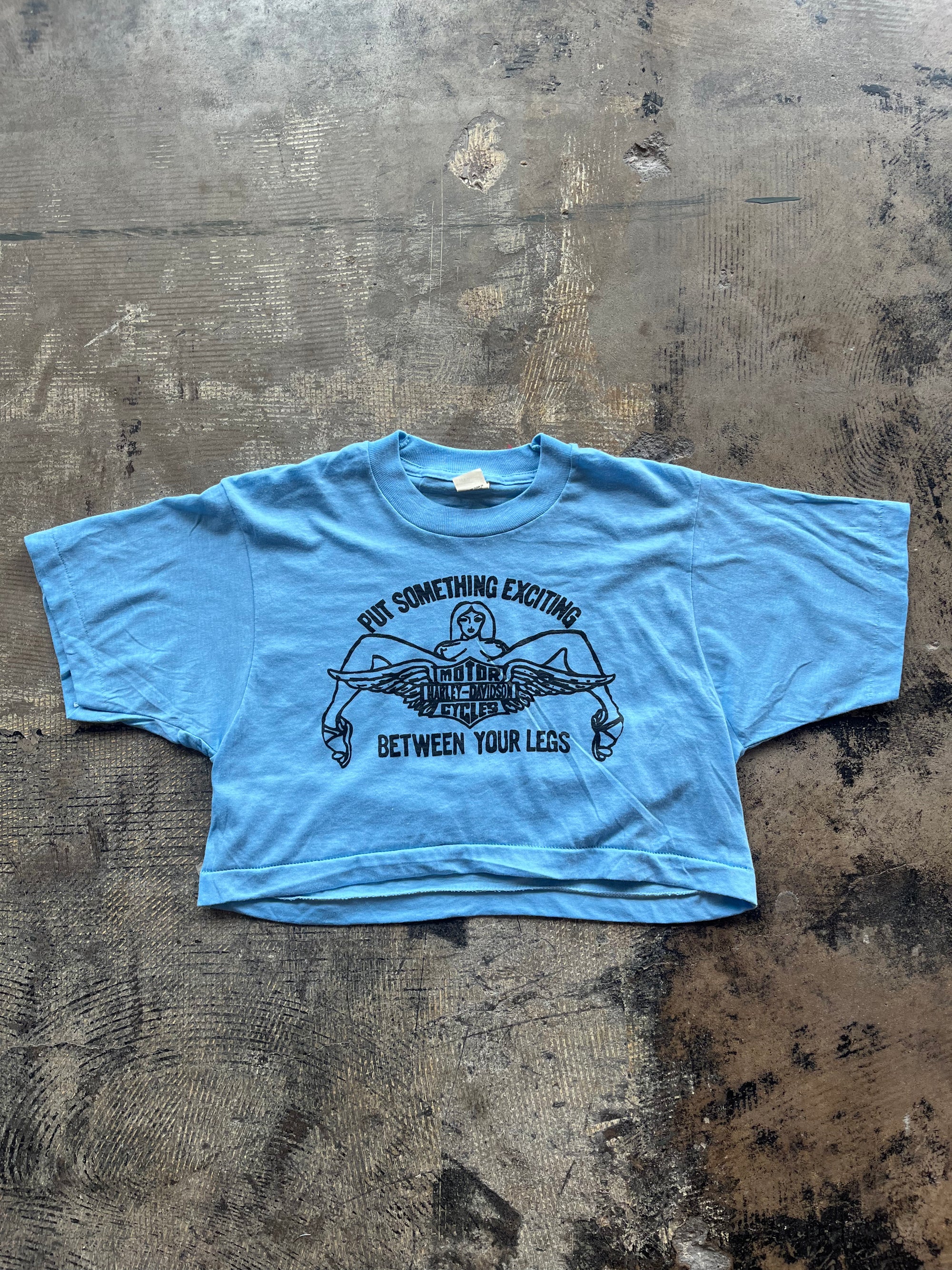 Baby Blue Harley Davidson Crop Top