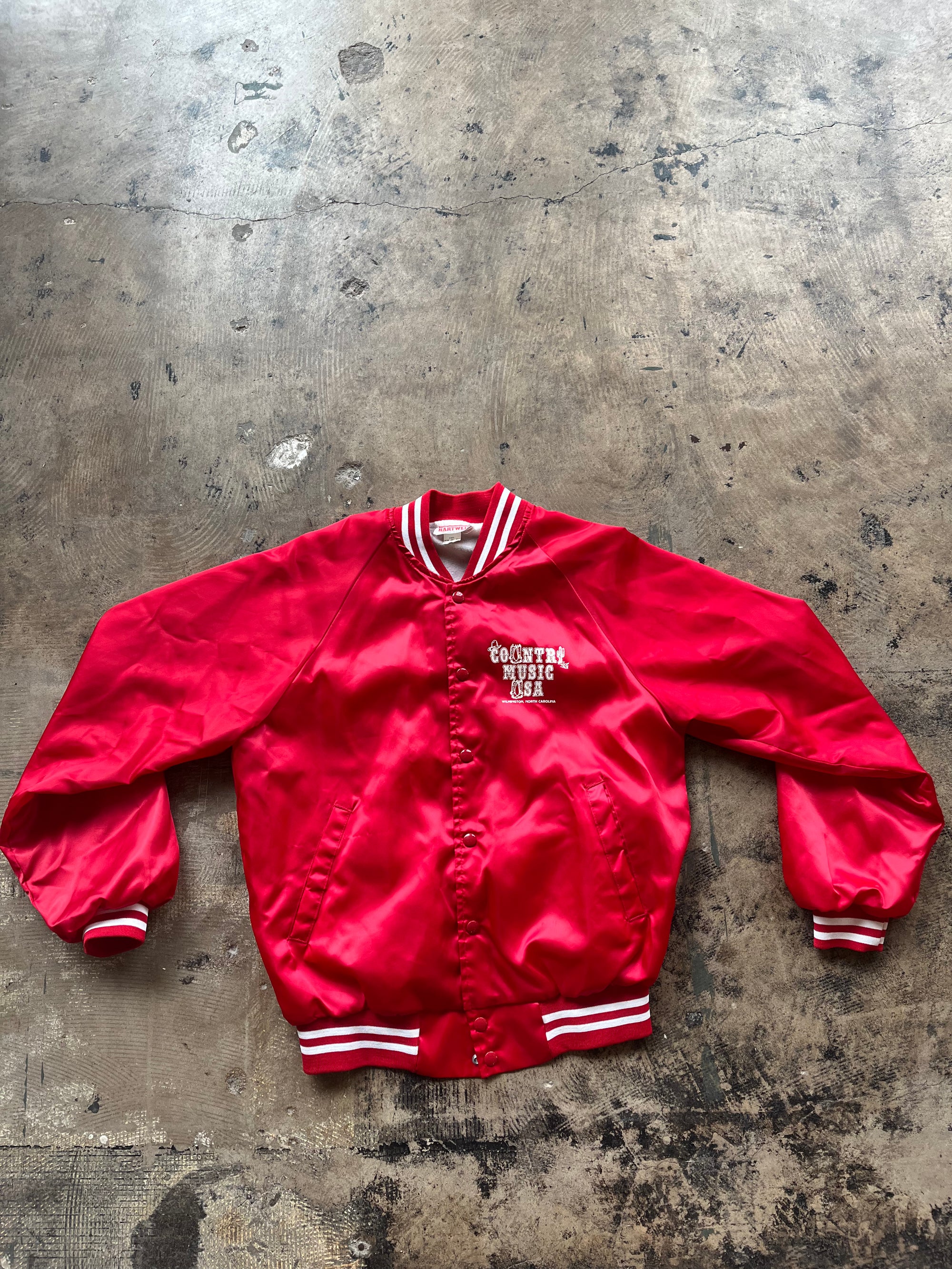 Country Music USA Red Silk Bomber