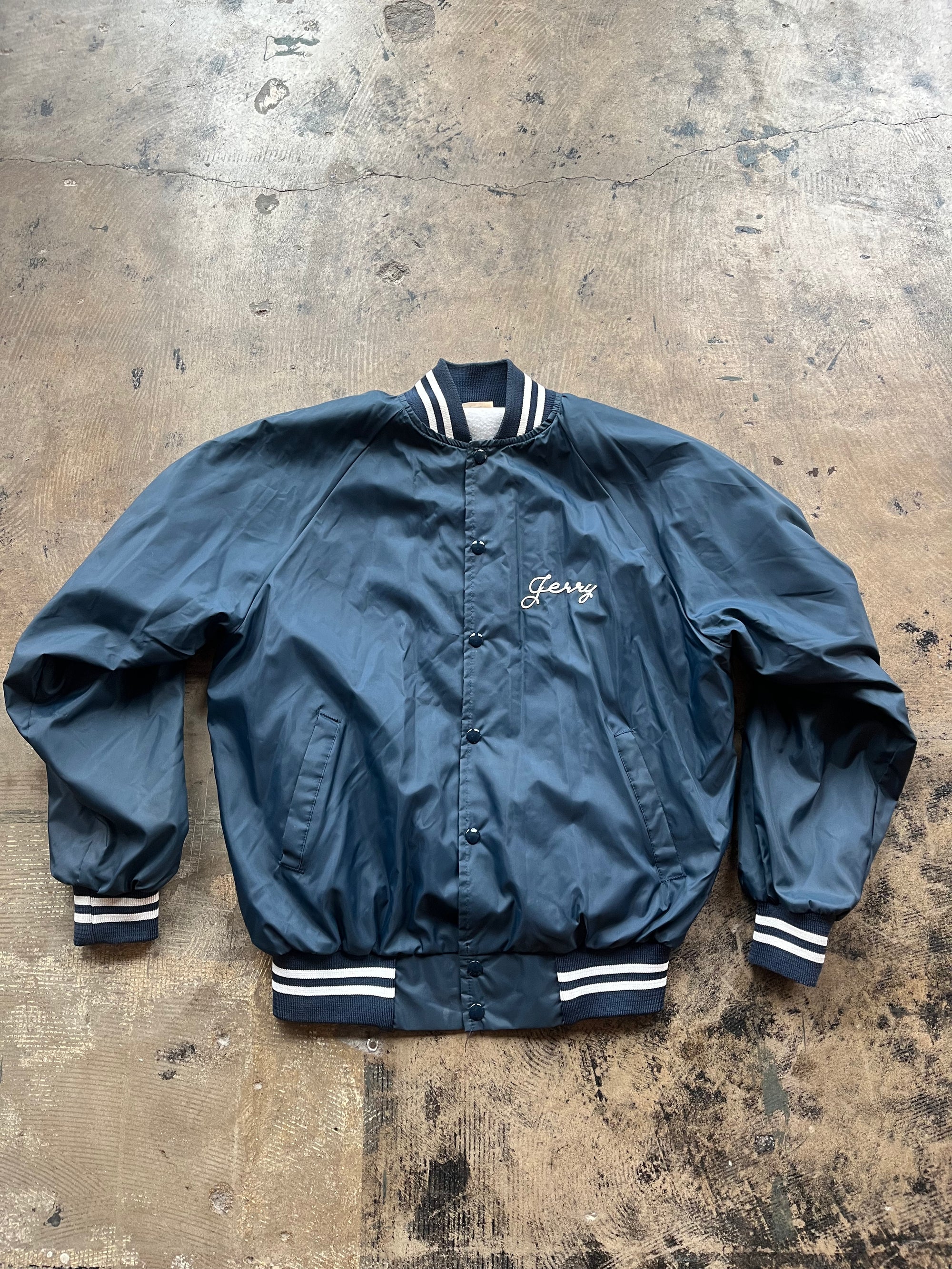 Navy Lodge Varsity Jacket