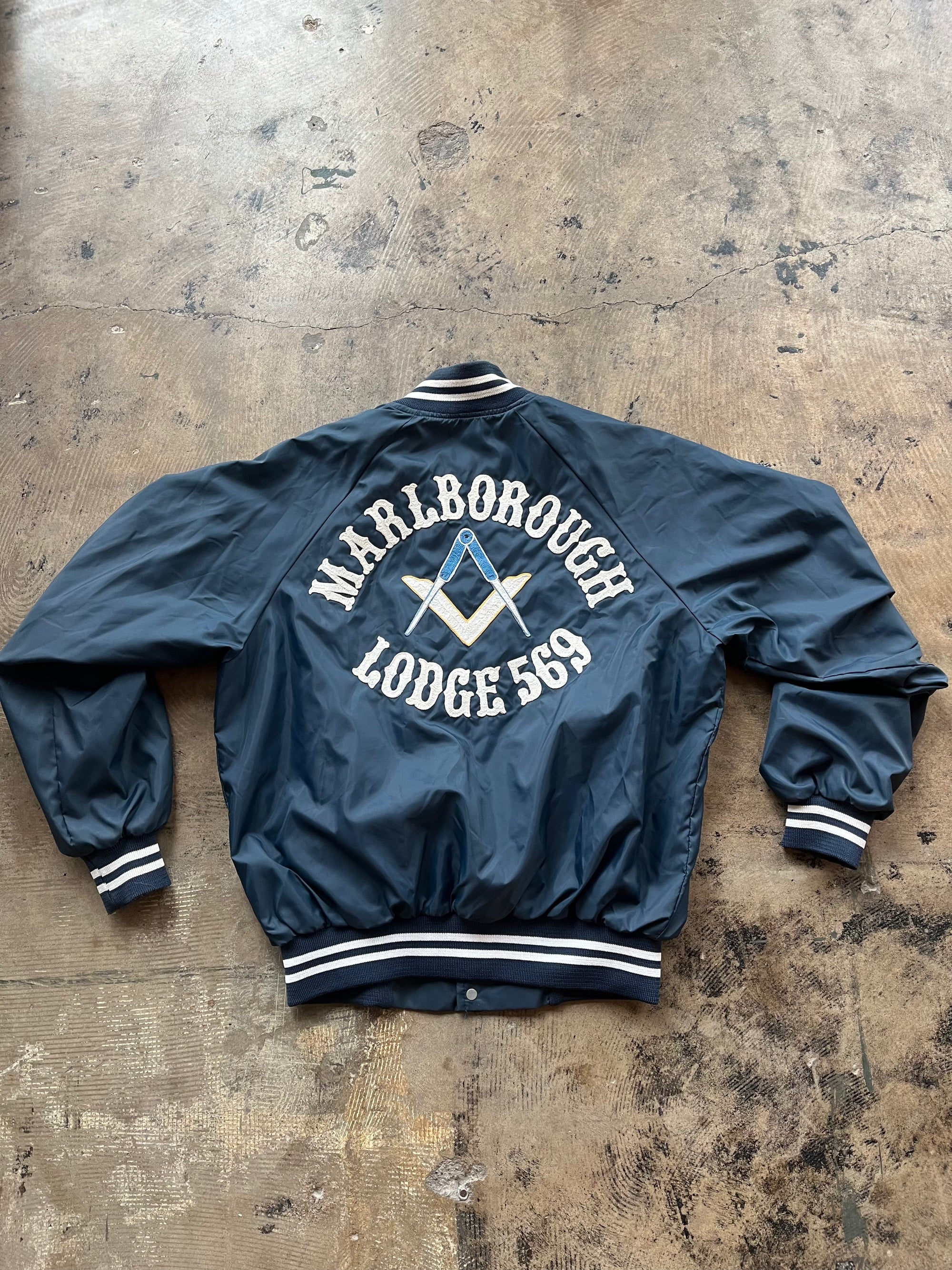 Navy Lodge Varsity Jacket