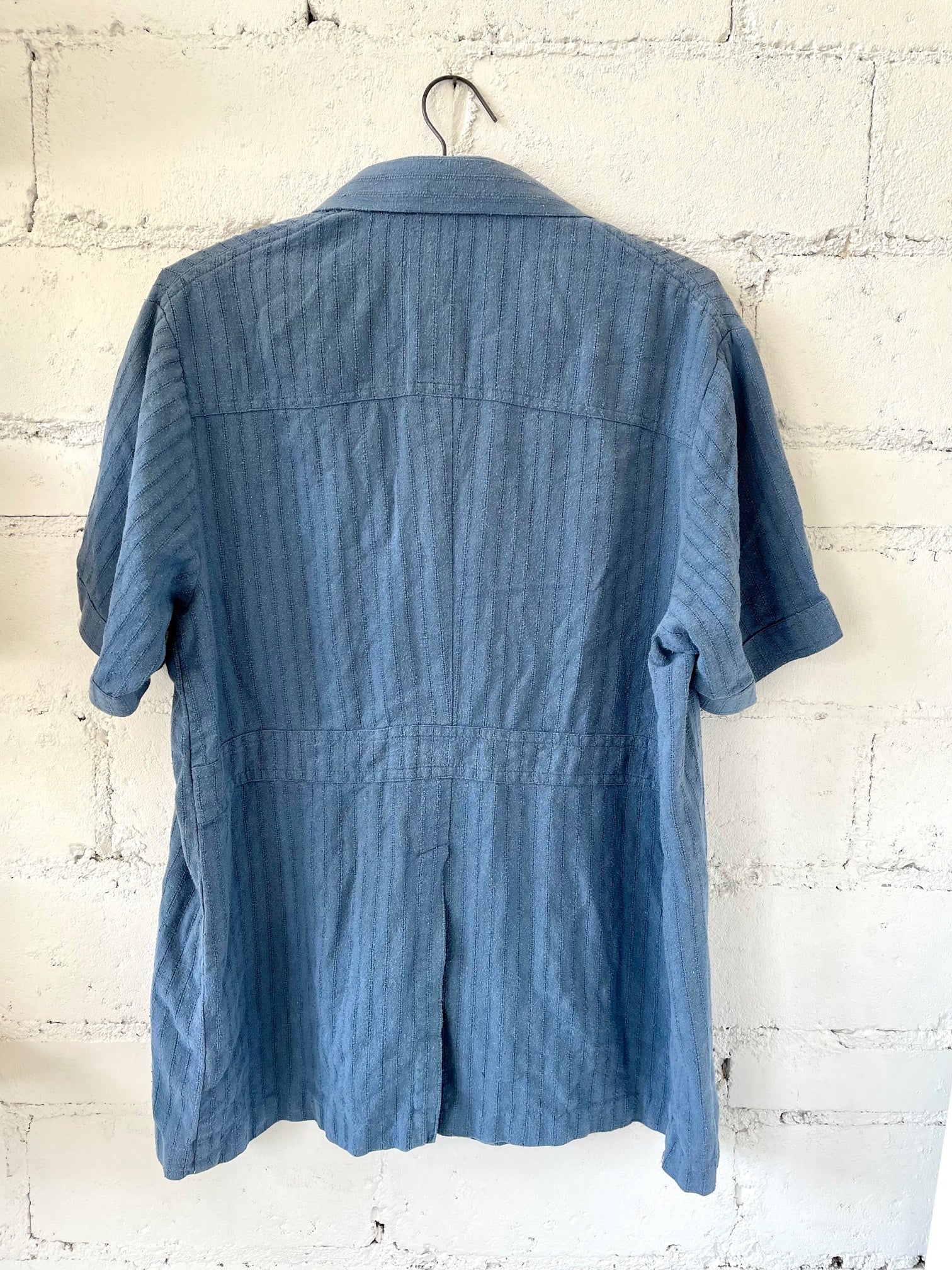 Vintage Blue Short Sleeve Button Up