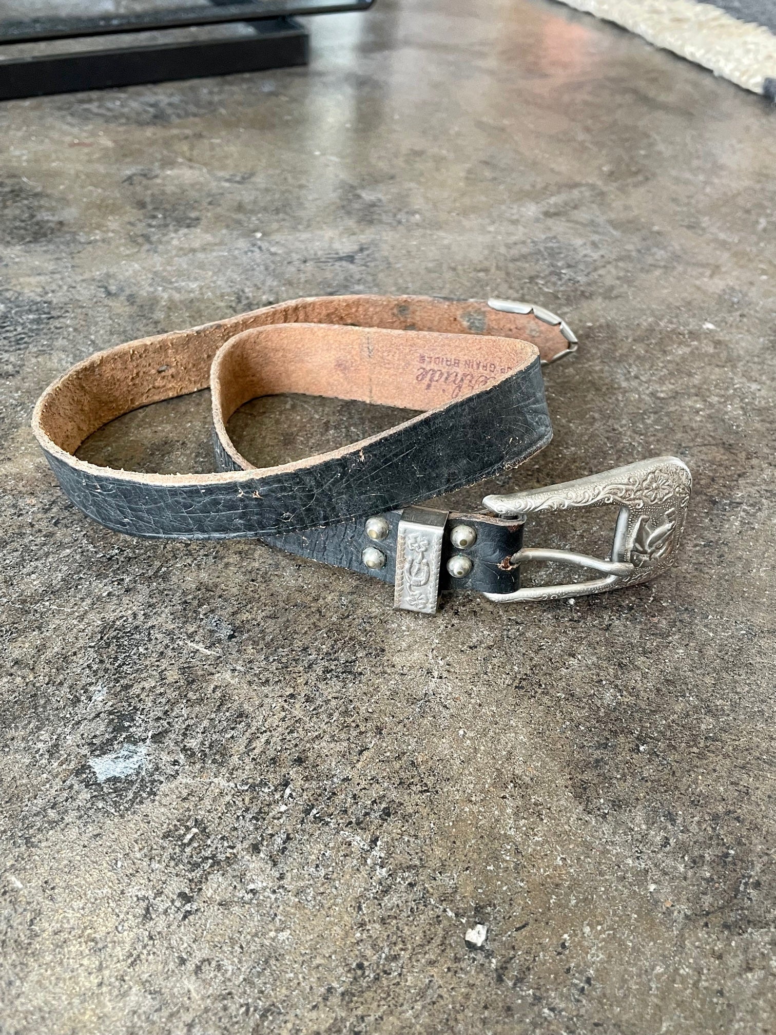Vintage Small Leather Black Belt