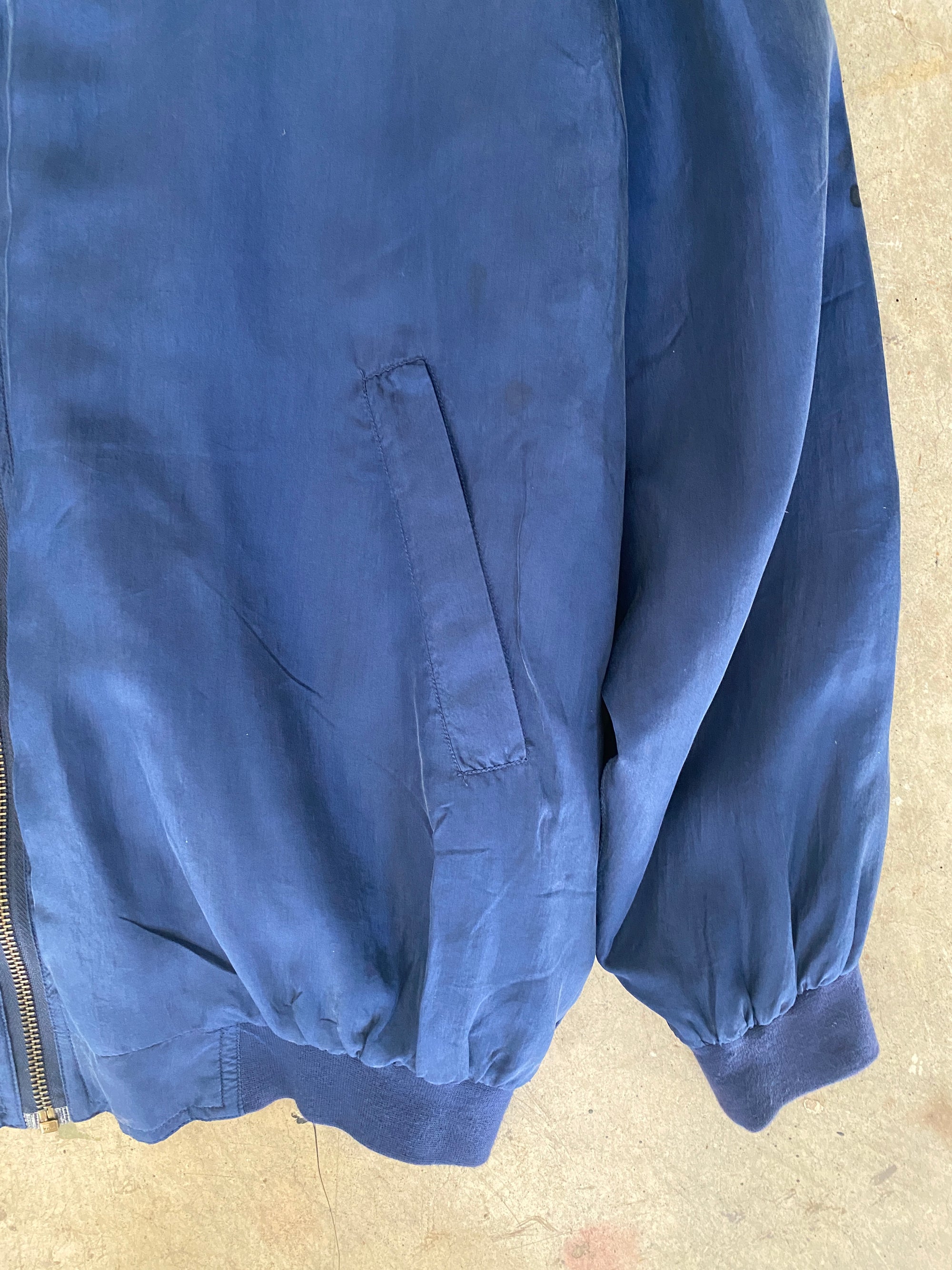 Navy Silk Bomber