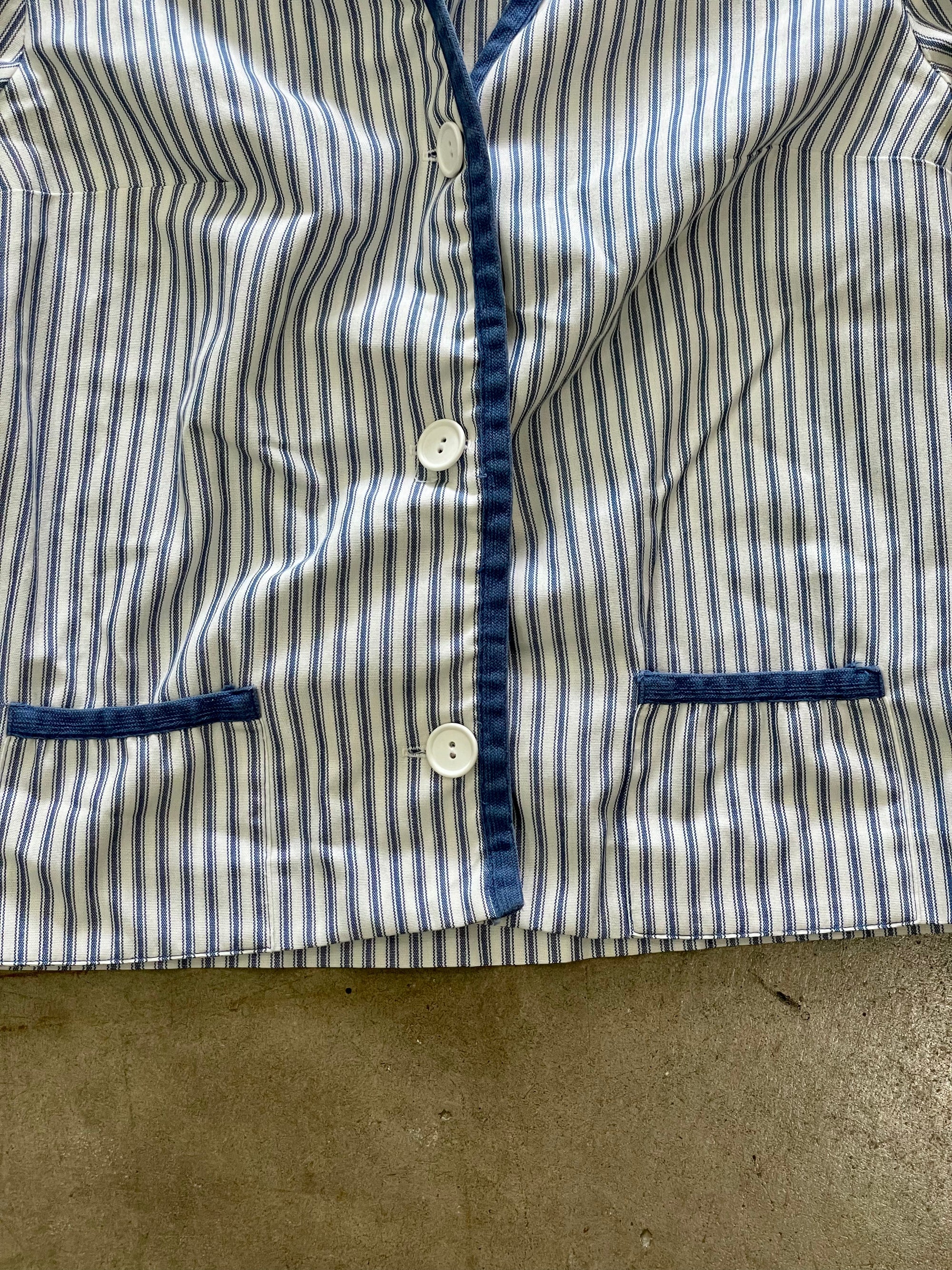 Vintage White & Blue Striped Light Jacket