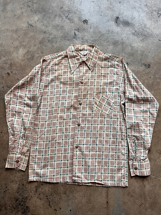 Vintage Tommy Tucker Plaid Green & Beige Button Down