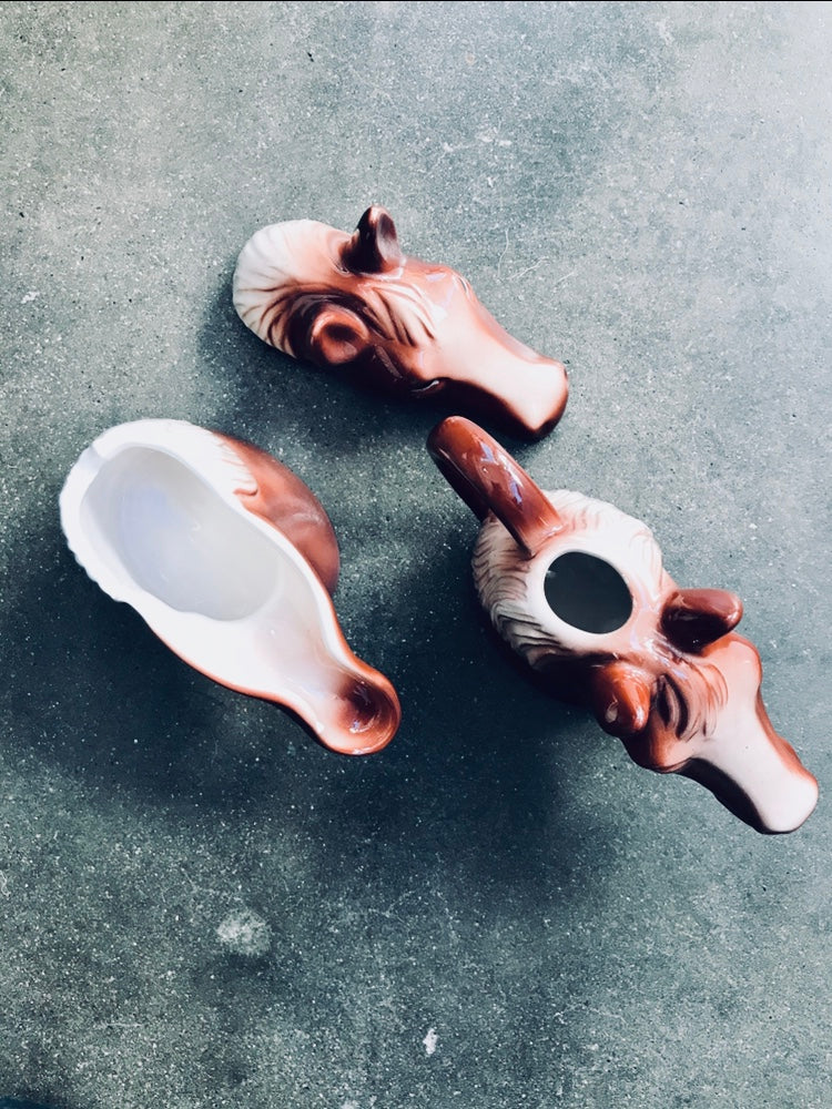 Vintage Cream & Sugar Horse Head Set