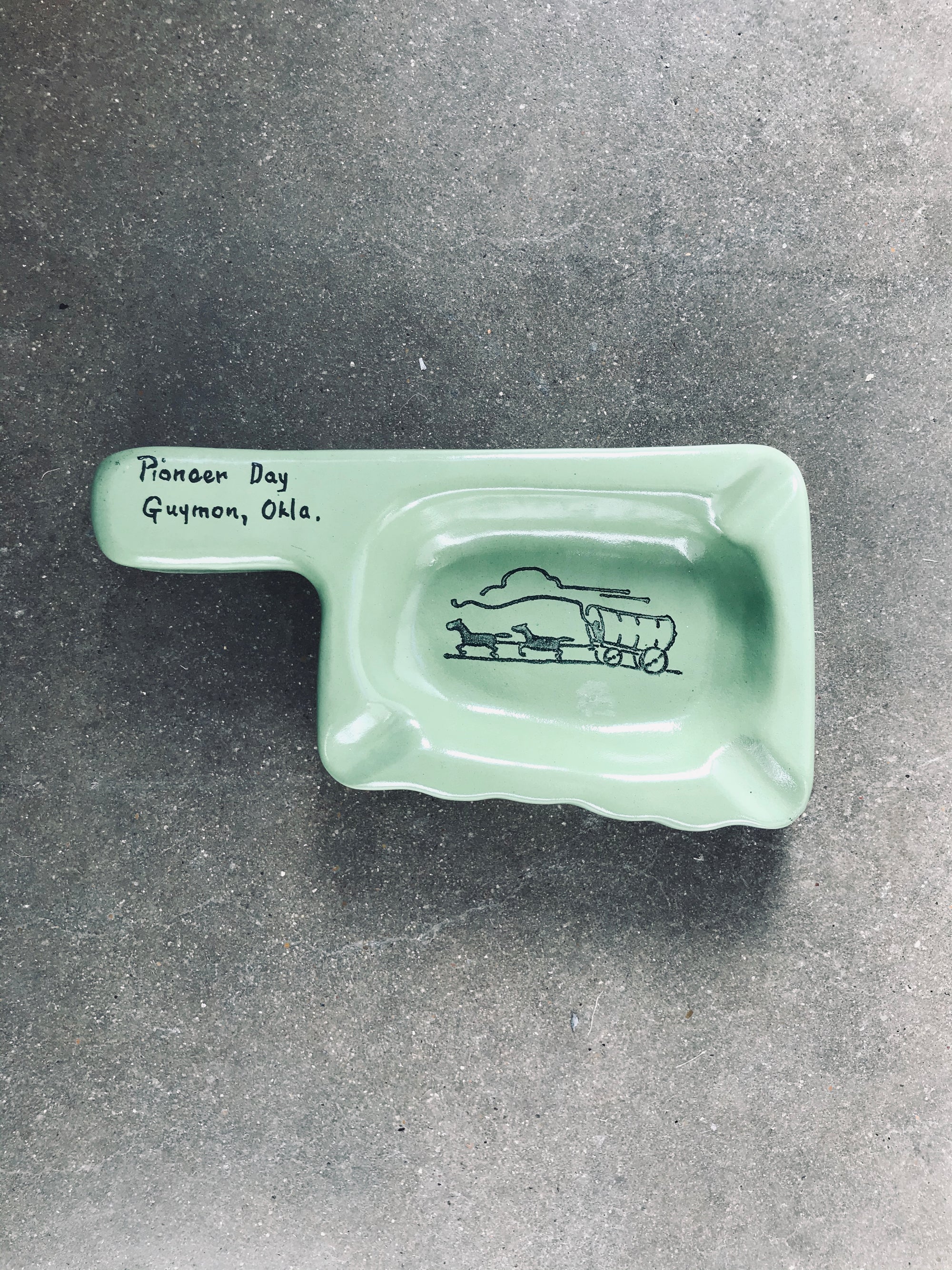 Pioneer Day Oklahoma Shaped Ashtray