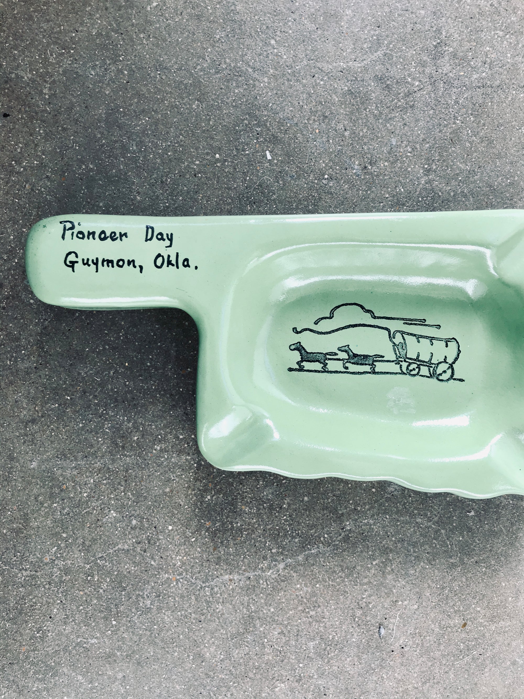 Pioneer Day Oklahoma Shaped Ashtray