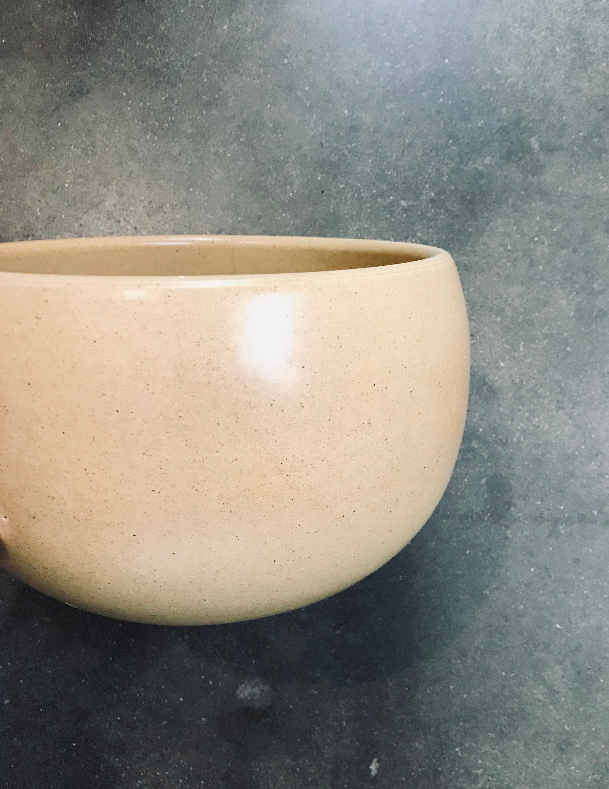 Tan Round Ceramic Planter