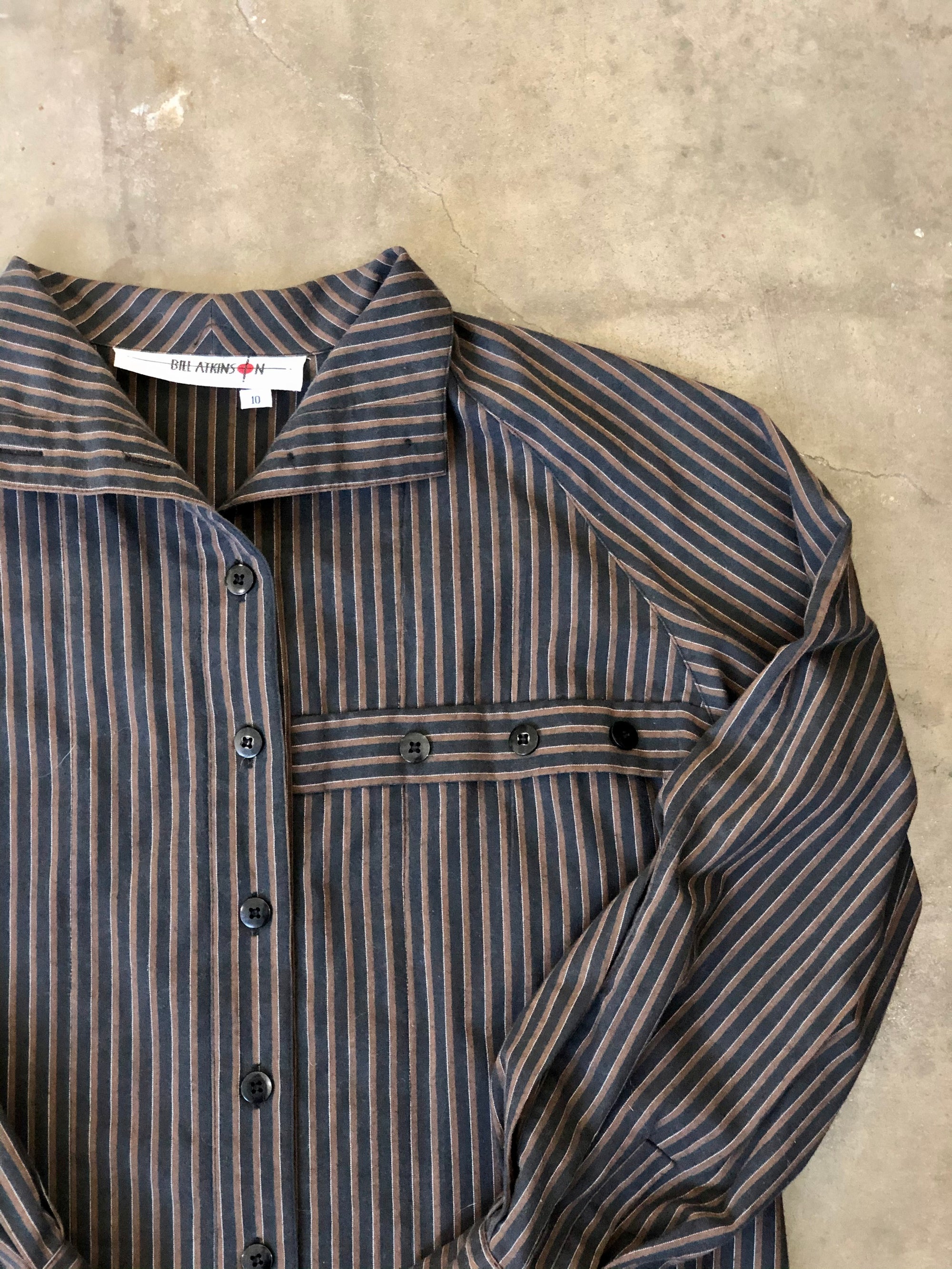 Vintage Black & Brown Striped Blouse